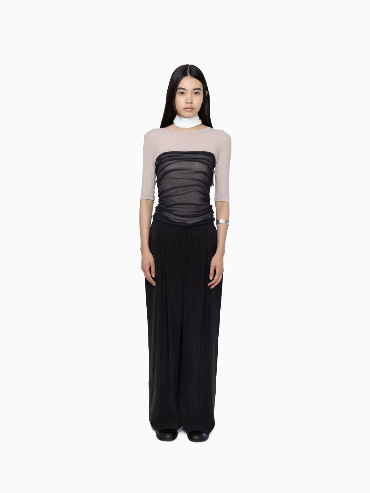 Cupro Two Tuck Wide Pants Black