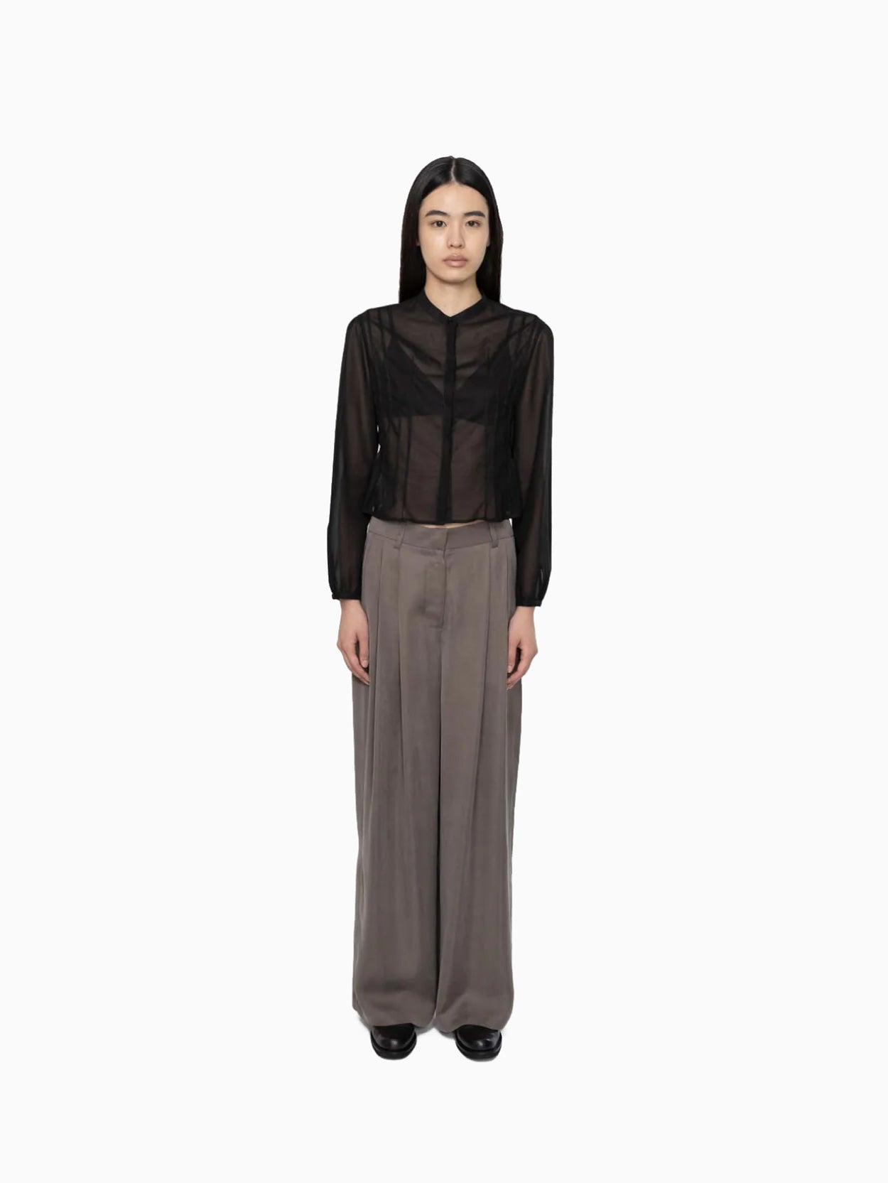Cupro Two Tuck Wide Pants Grey