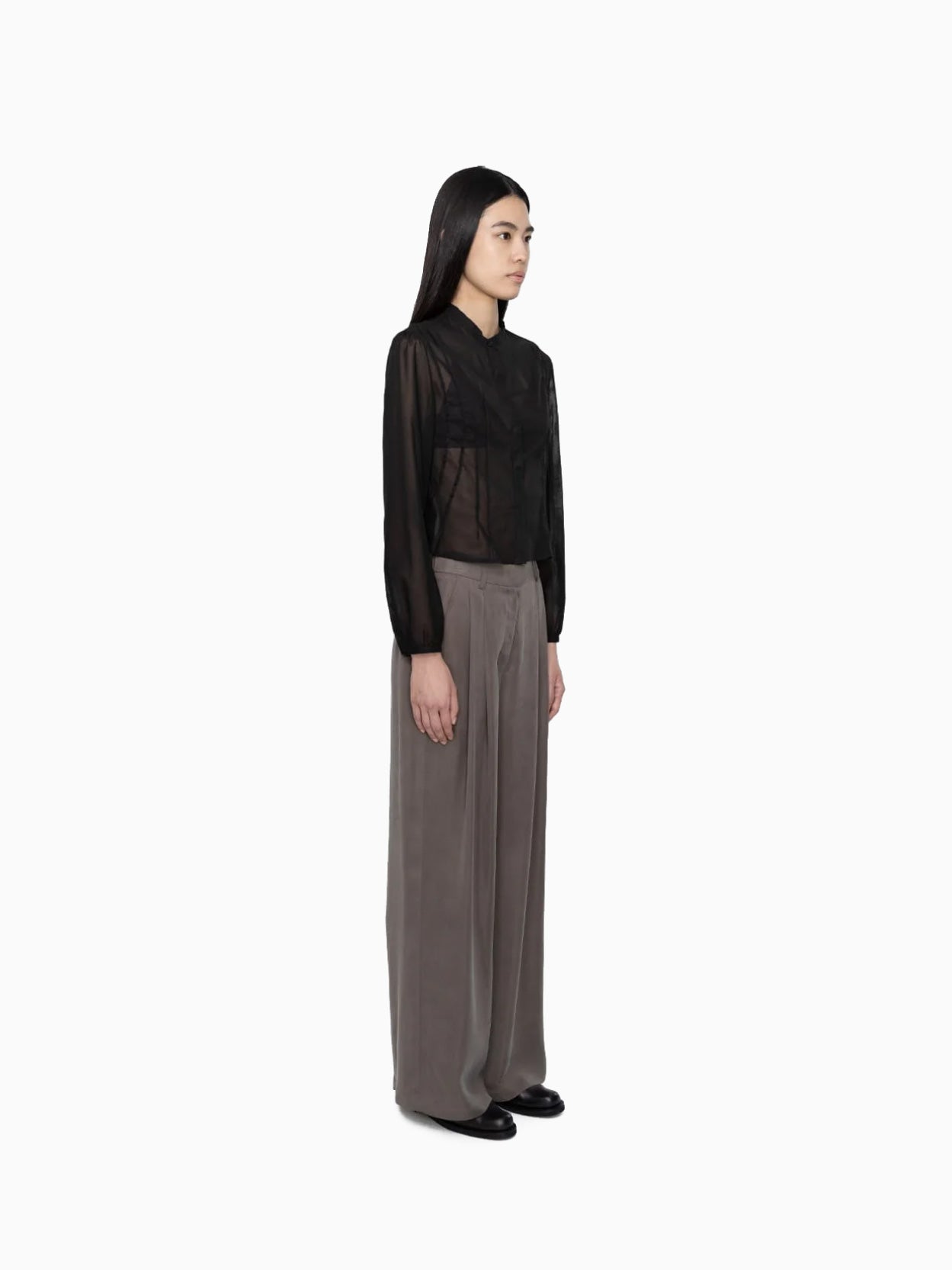 Cupro Two Tuck Wide Pants Grey