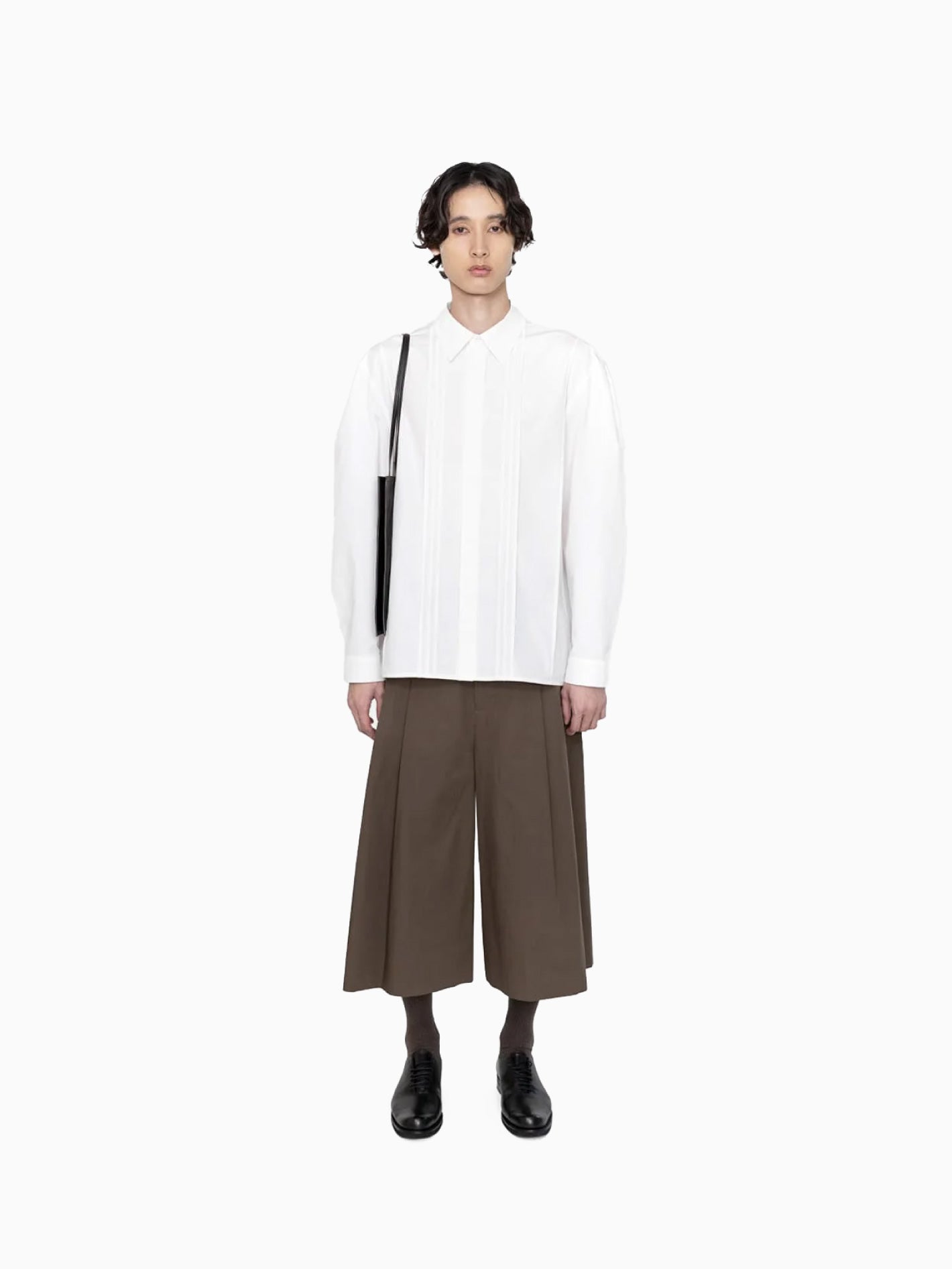 Wide Bermuda Pants Brown
