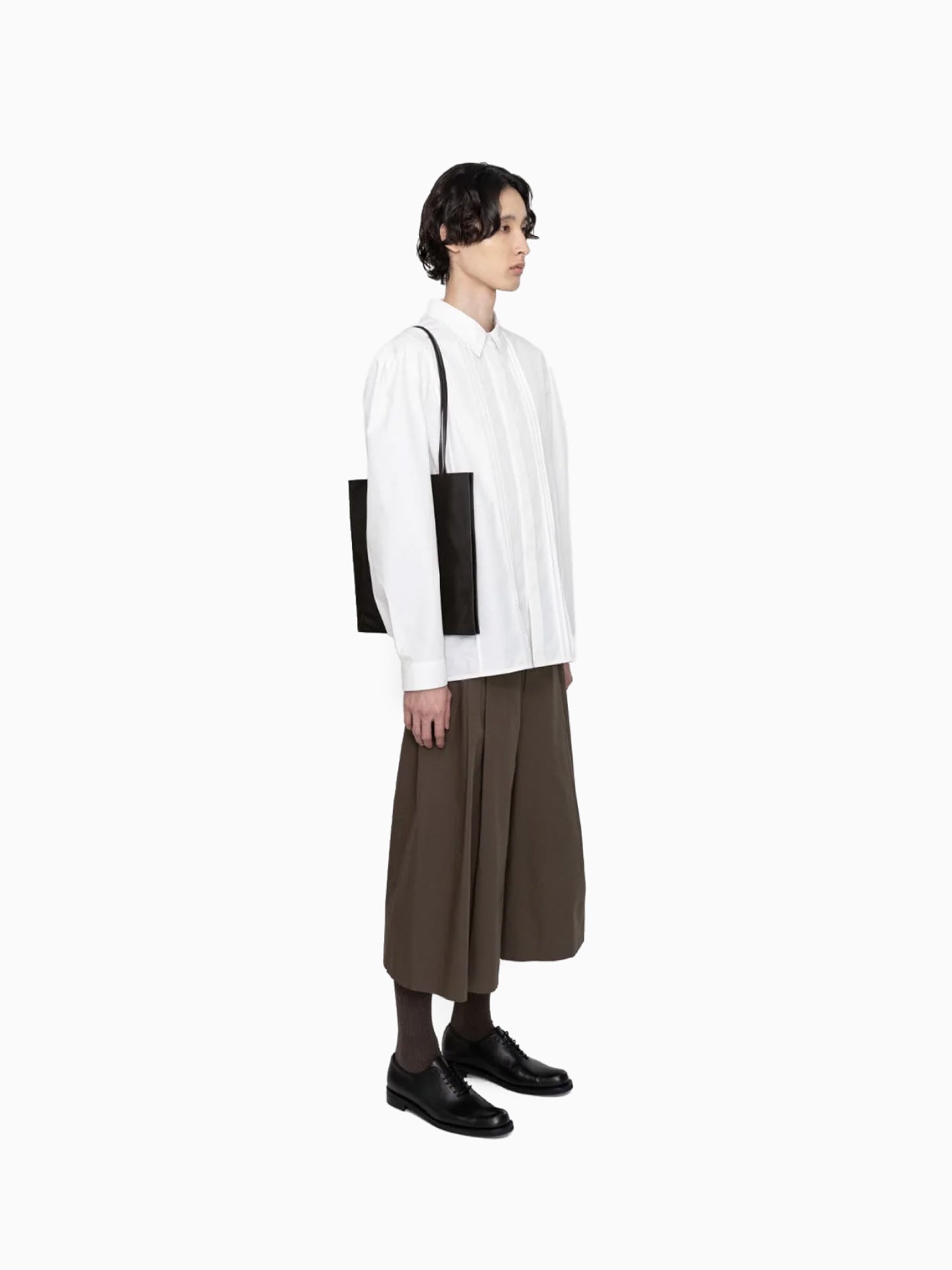 Wide Bermuda Pants Brown