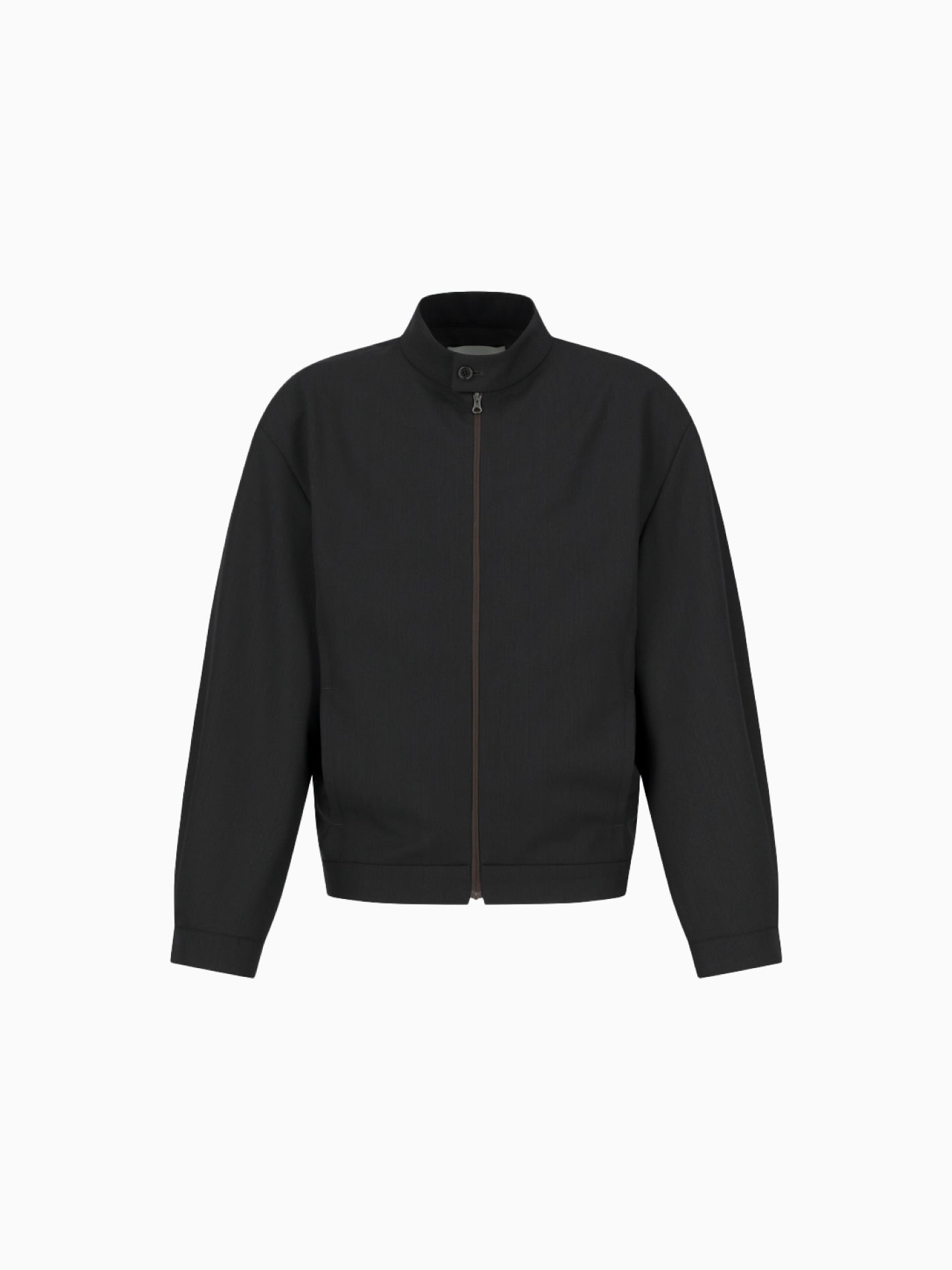 Wool Stripe Zip Up Jumper Black