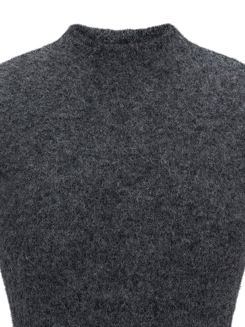 Wholegarment Hairy Knit Top Charcoal