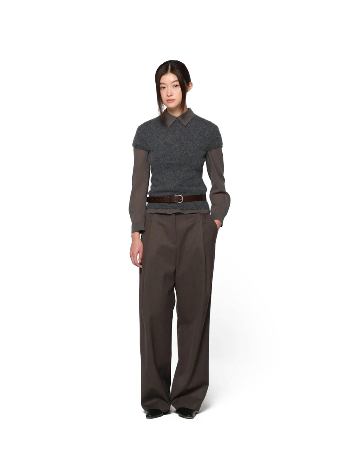 Wholegarment Hairy Knit Top Charcoal