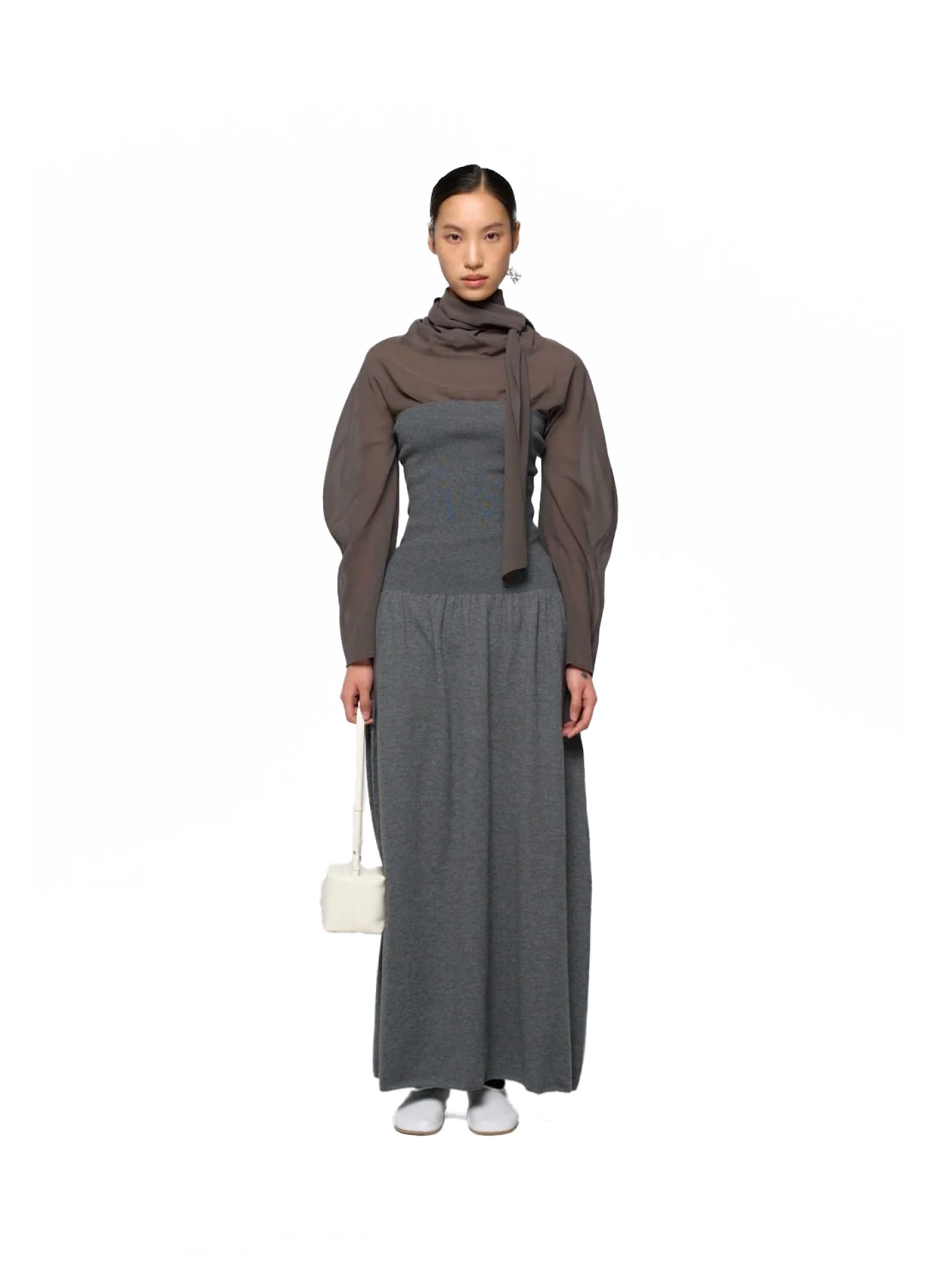 Cotton Scarf Top Charcoal