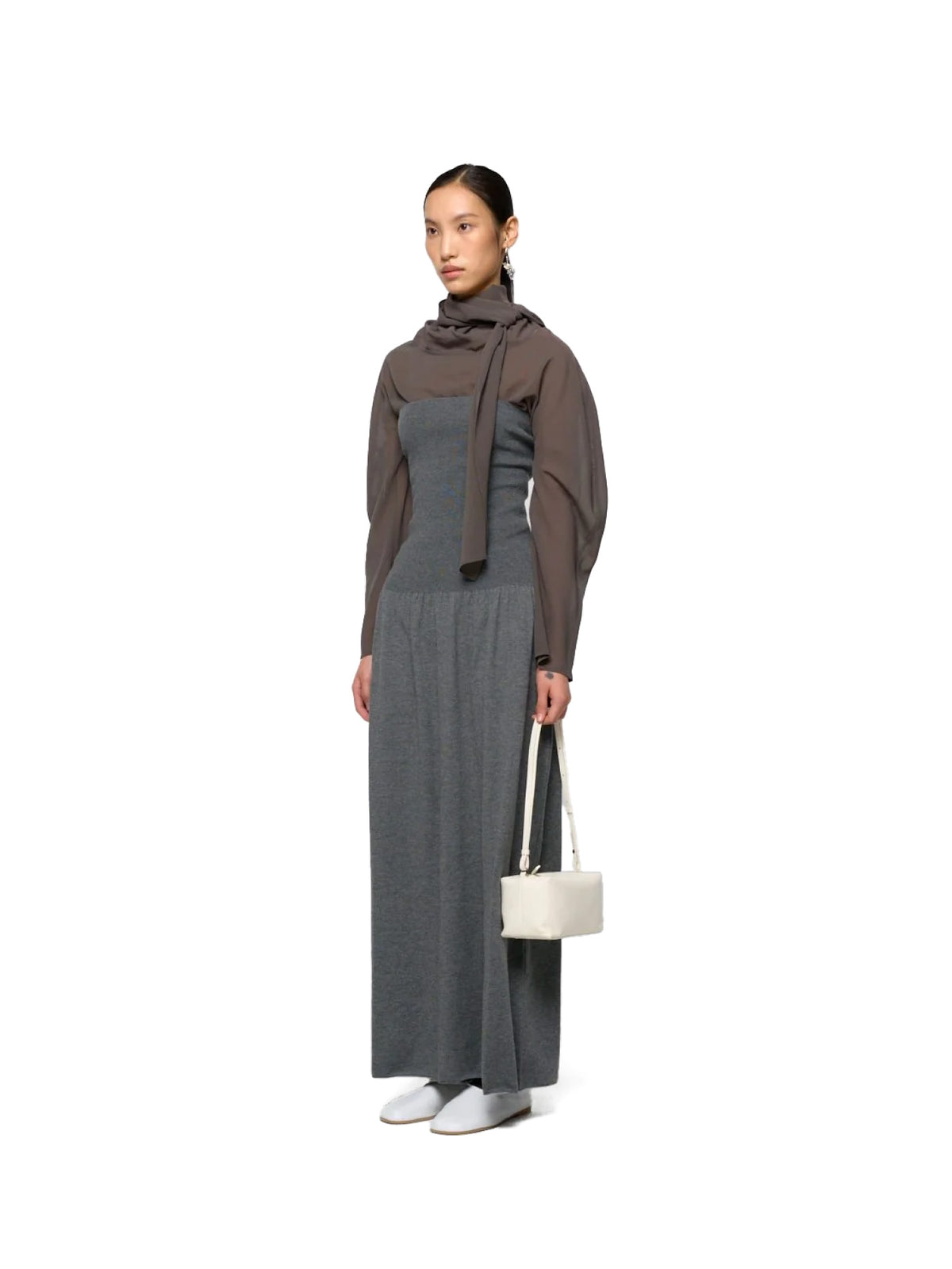 Cotton Scarf Top Charcoal