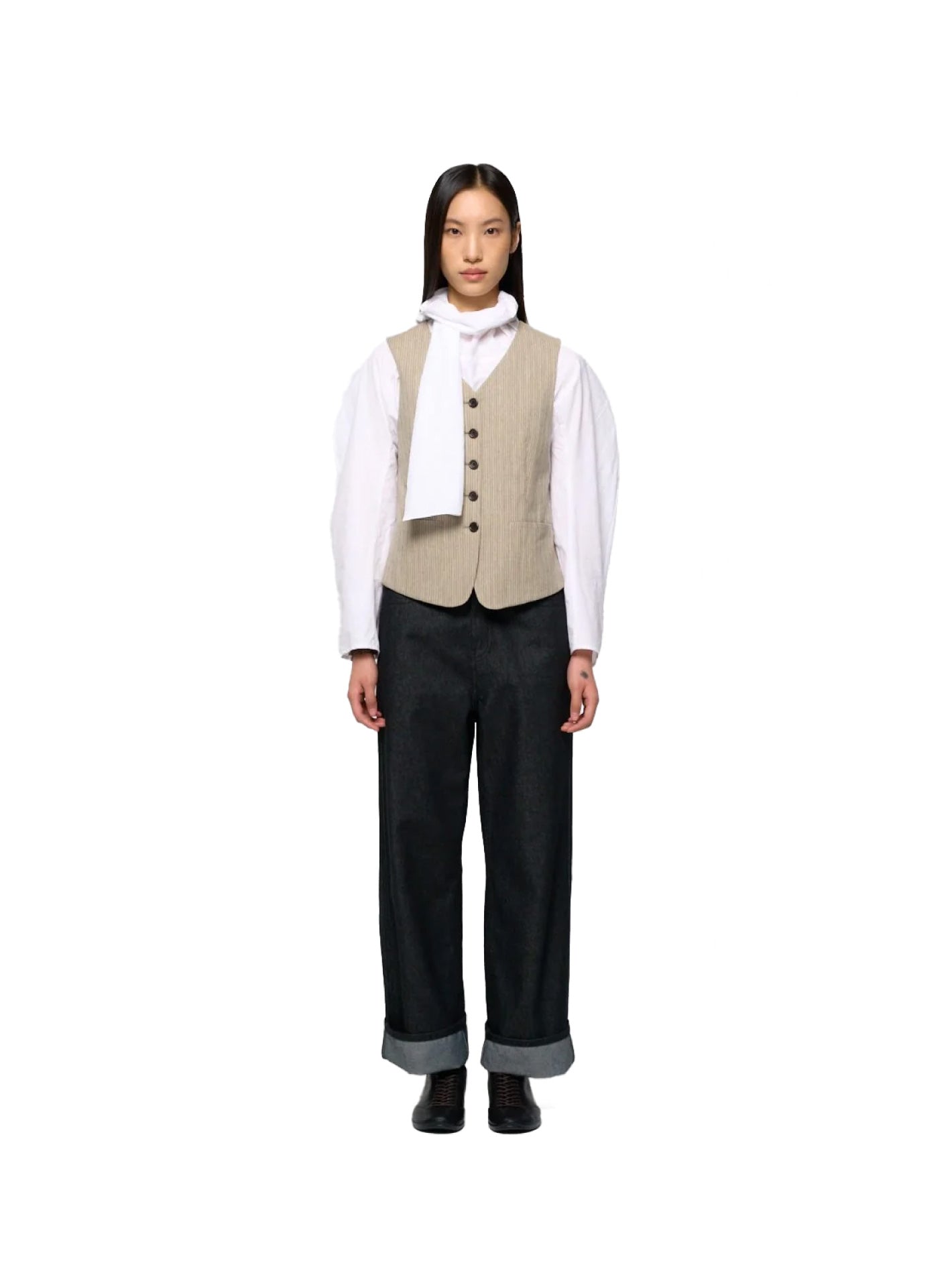 Cotton Scarf Top White