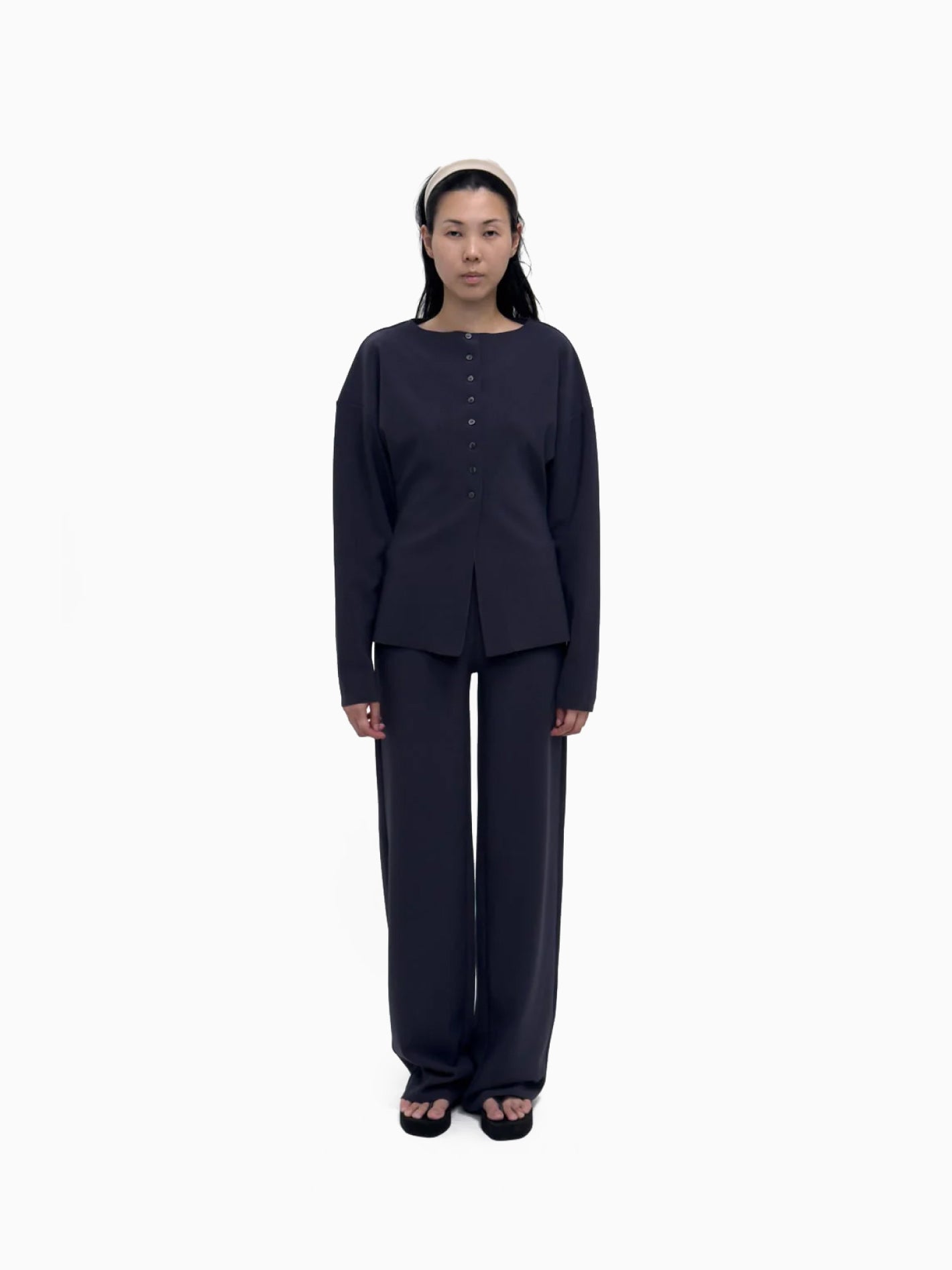 Lay 2 Boatneck Cardigan Mood Indigo