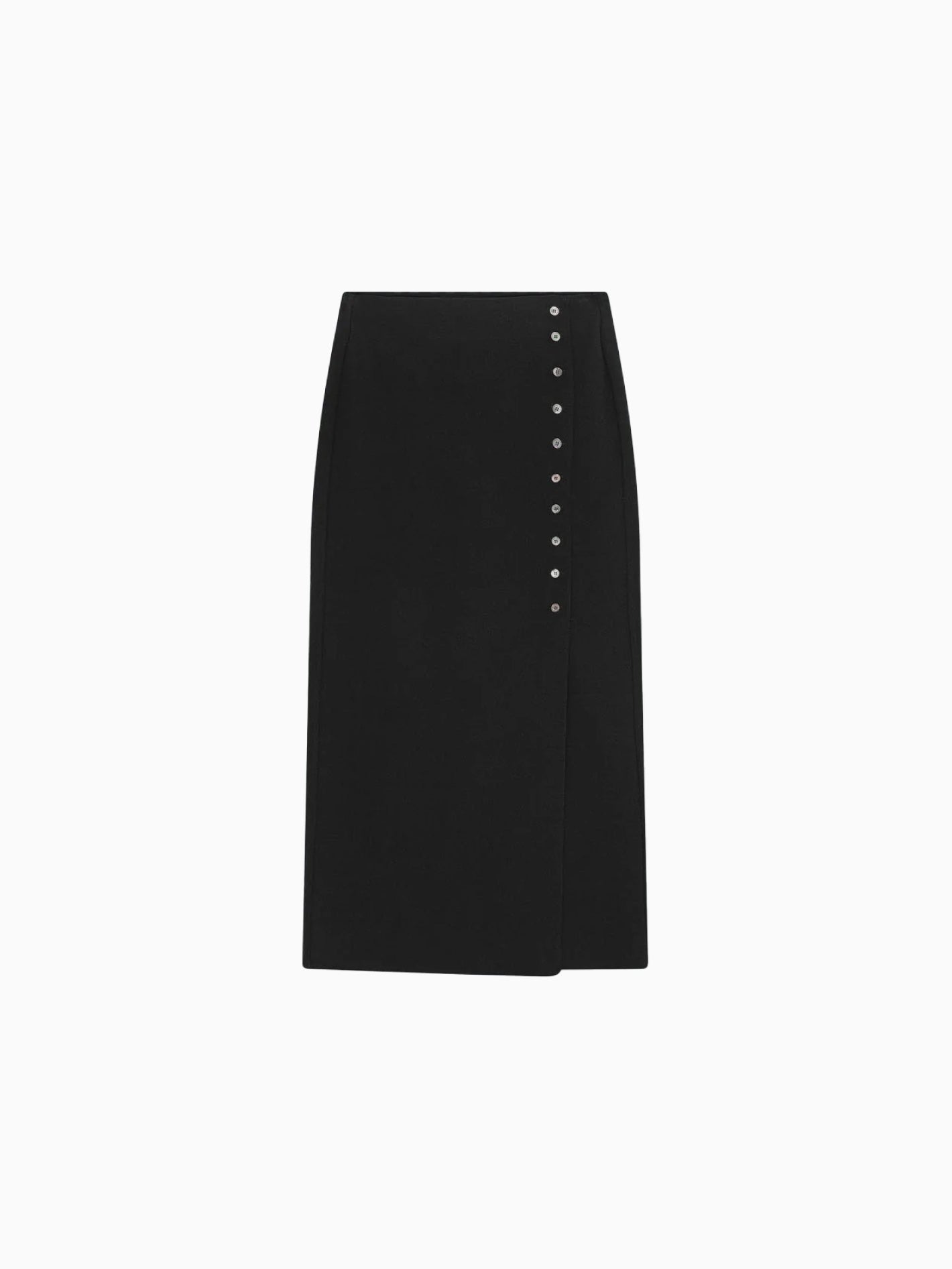 Lay 2 Buttoned Wrap Skirt Black