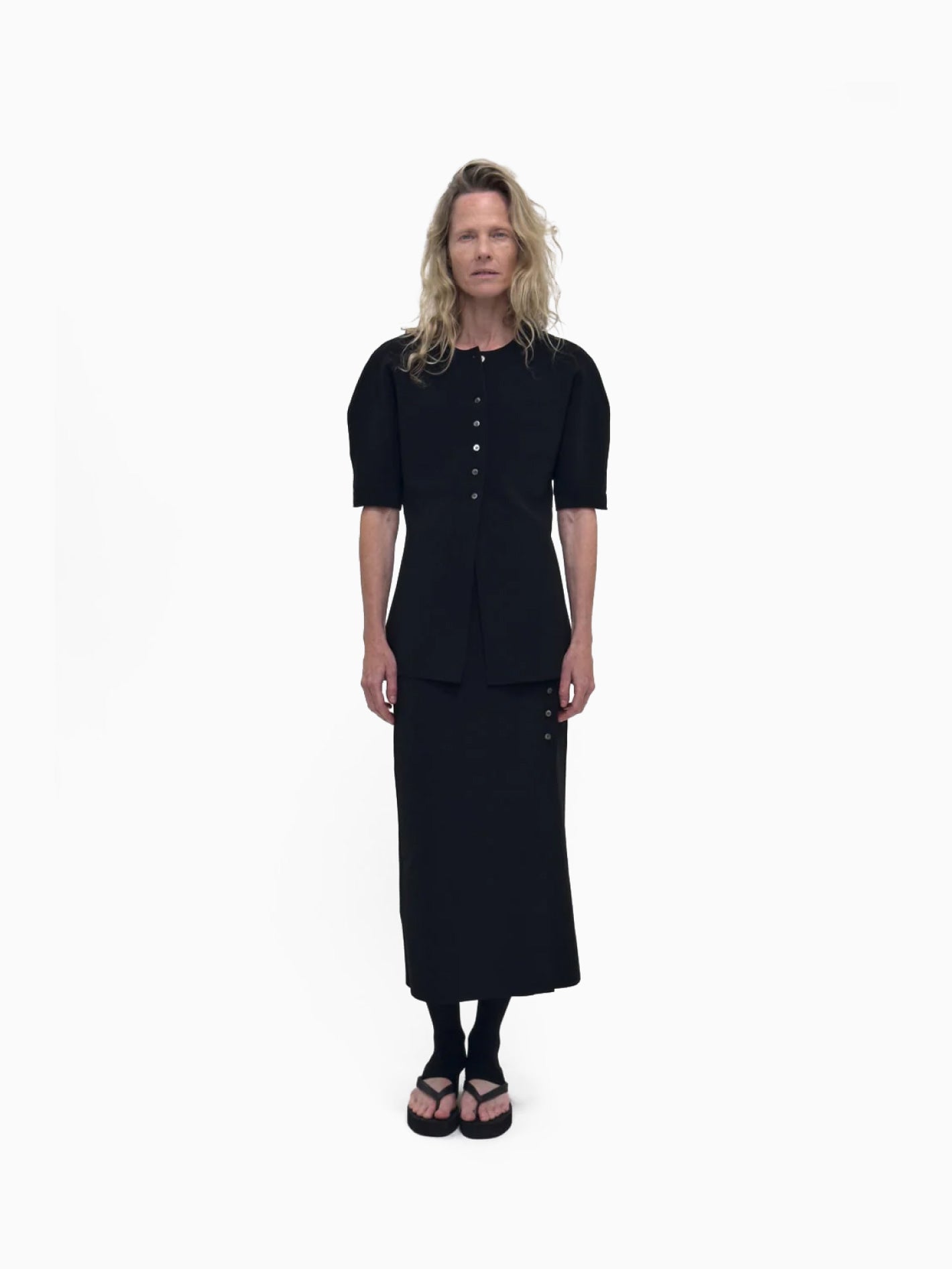 Lay 2 Buttoned Wrap Skirt Black