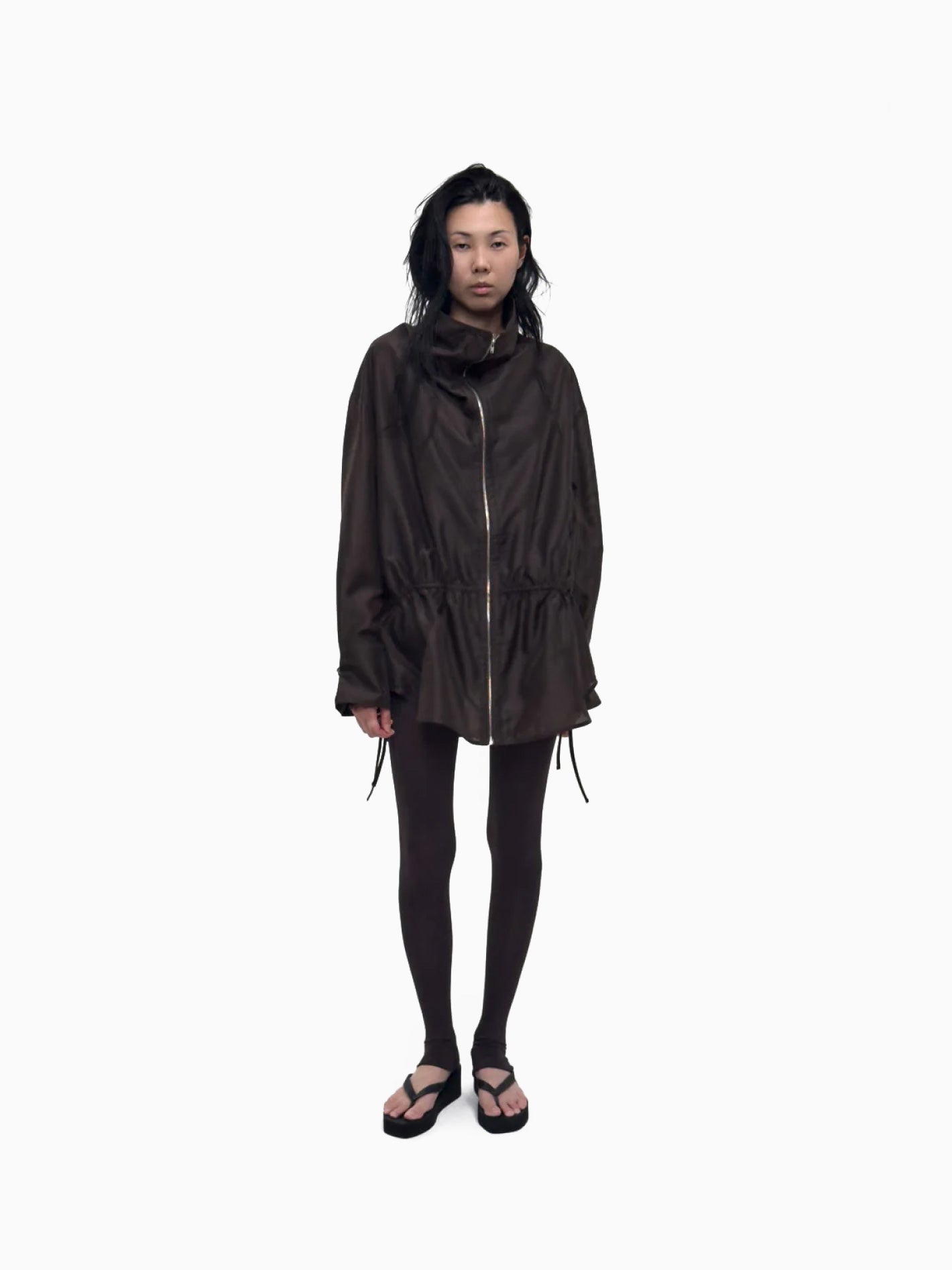 Soonji Funnel-Neck Windbreaker Dark Chocolate