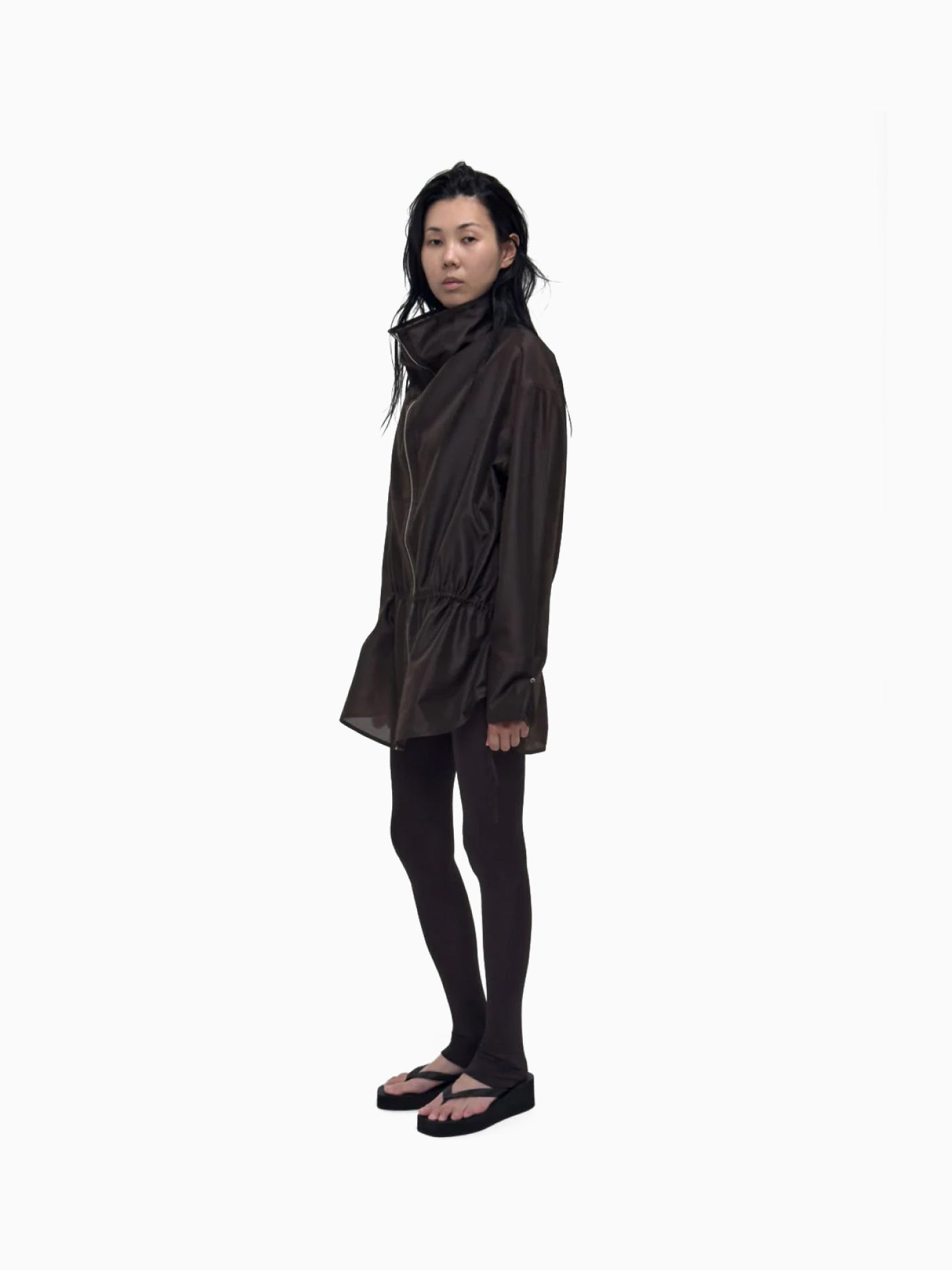 Soonji Funnel-Neck Windbreaker Dark Chocolate