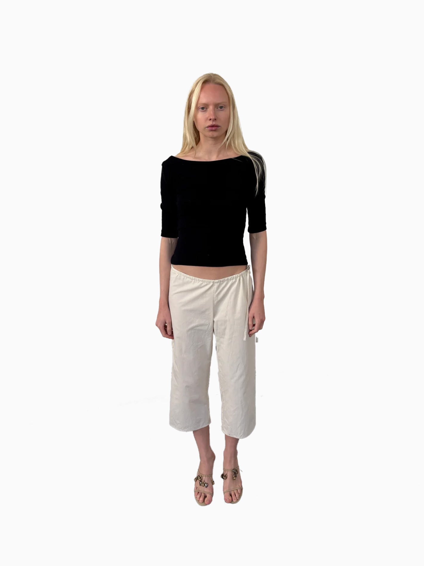 Tie Capri Pants Rice