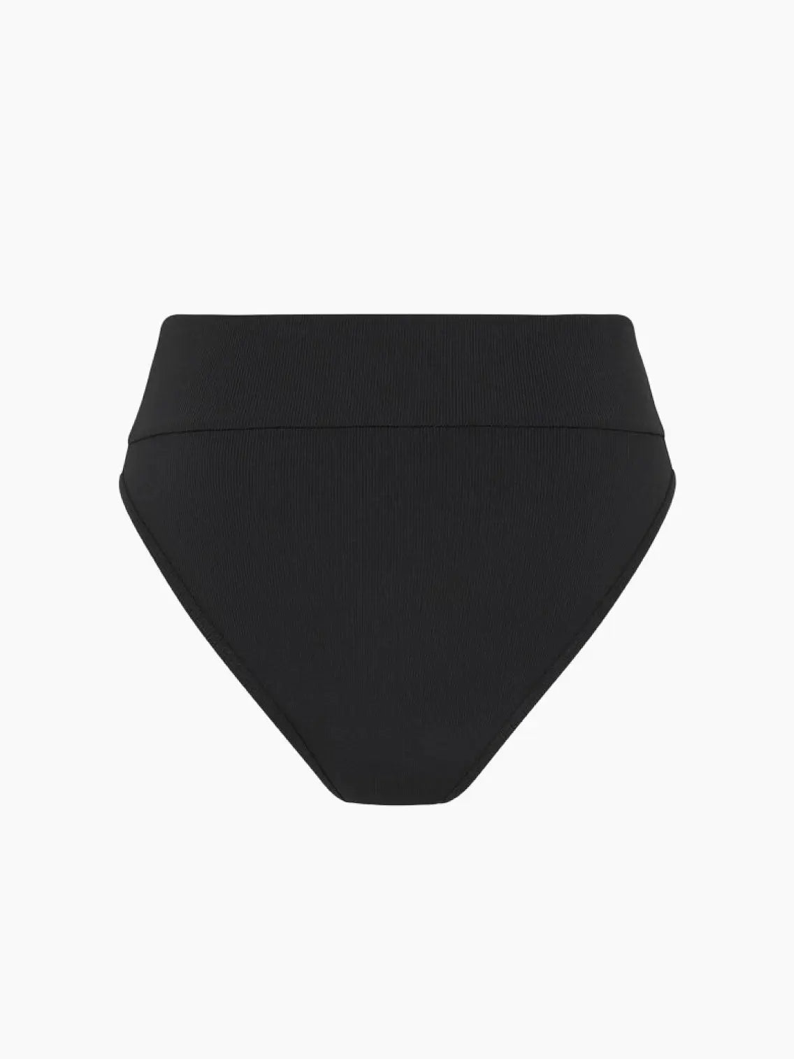 A pair of Black High Waist Brief from Innes Lauren displayed against a white background. The design features a simple, sleek silhouette with a smooth, stretchy fabric finish, providing full coverage and a classic swimwear look.