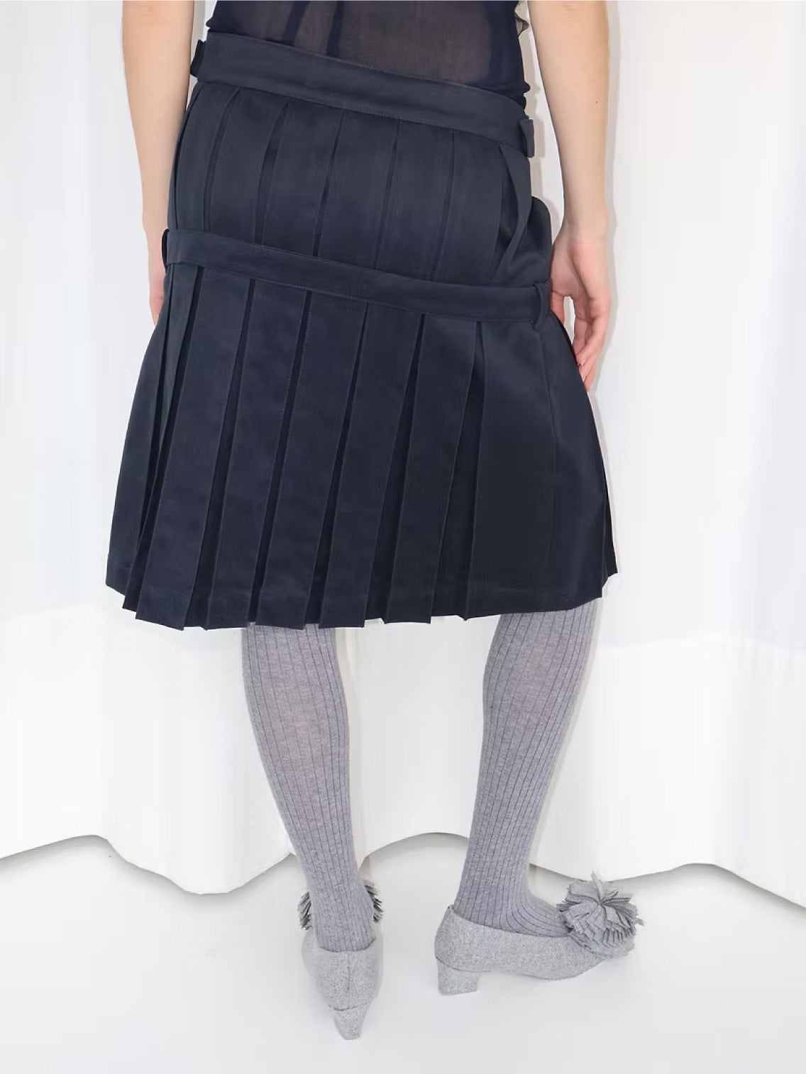 Box Pleat Skirt Navy