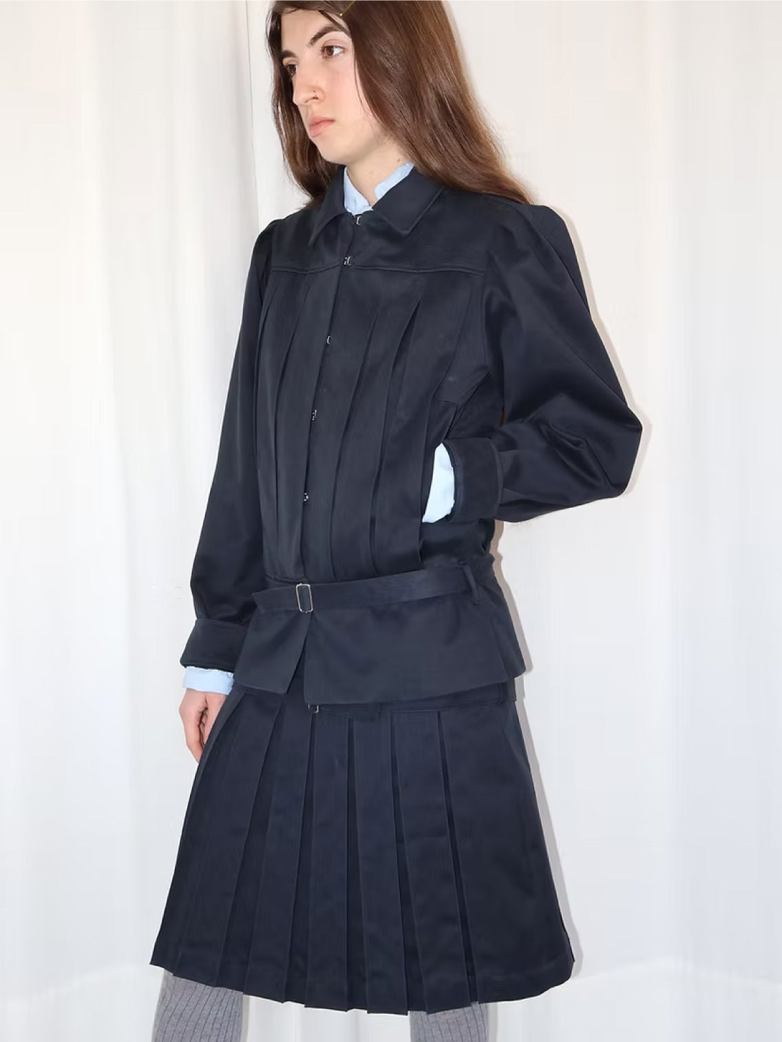 Box Pleat Skirt Navy
