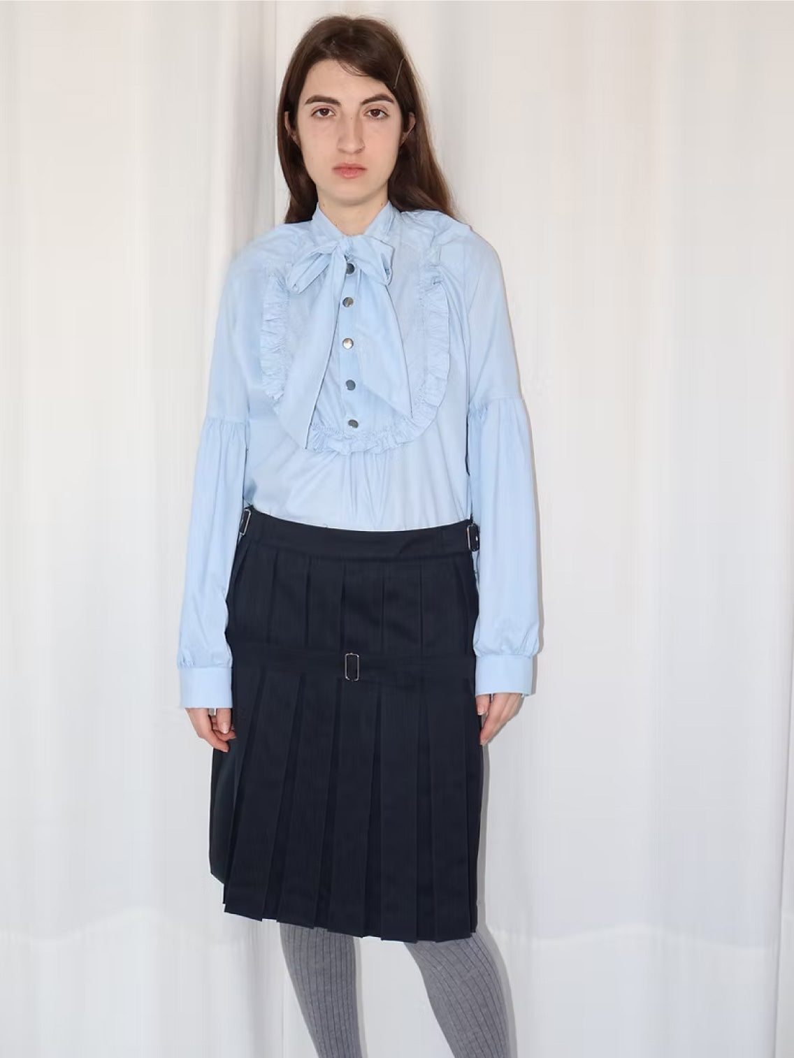 Box Pleat Skirt Navy