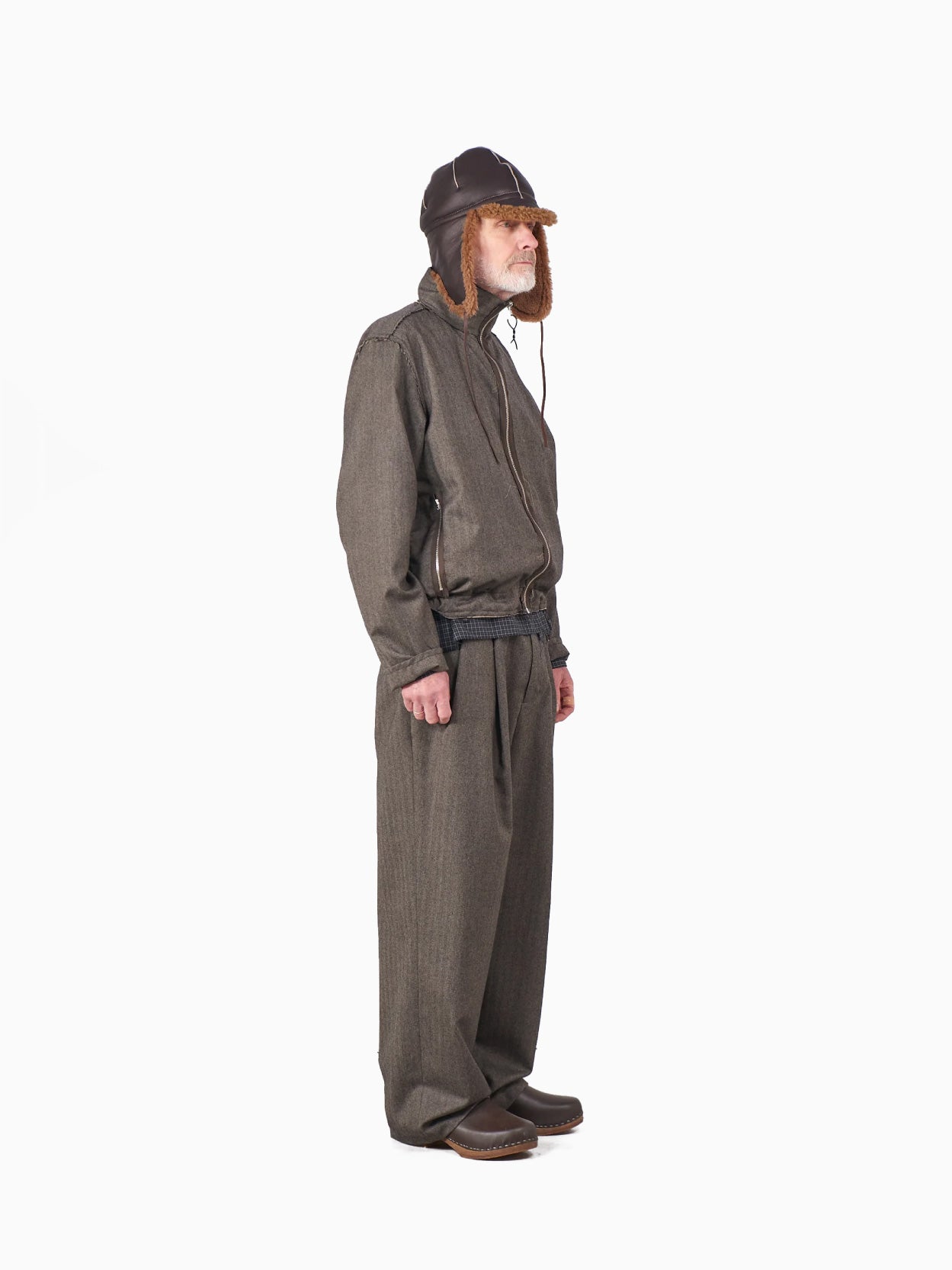 Track Jacket Wool Herringbone
