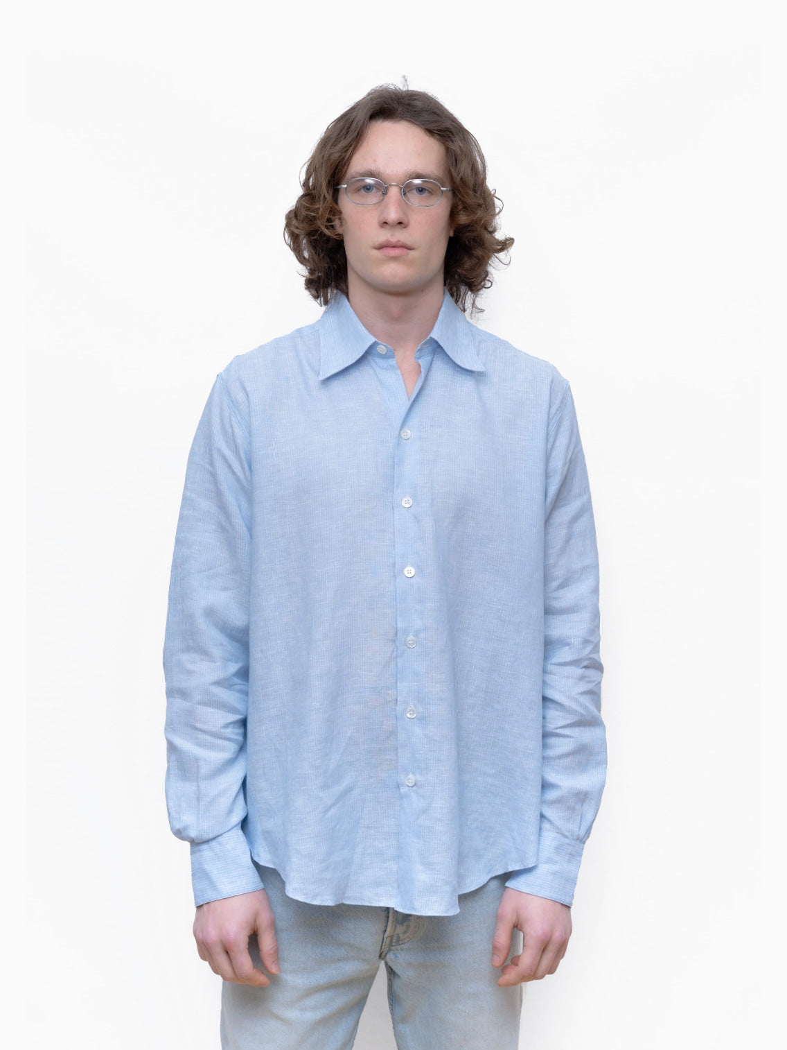 Light Blue White Stripes Normal Shirt