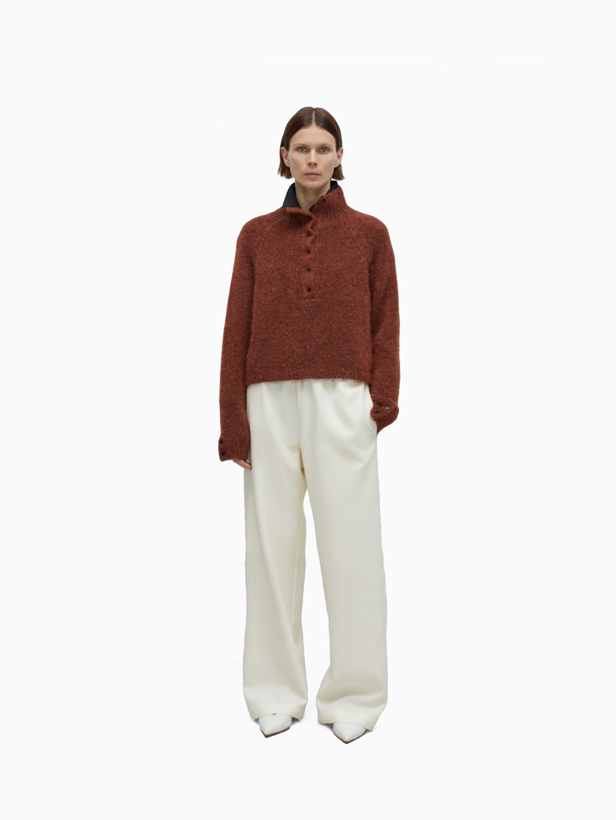 Baby Alpaca Polo Sweater Terracotta