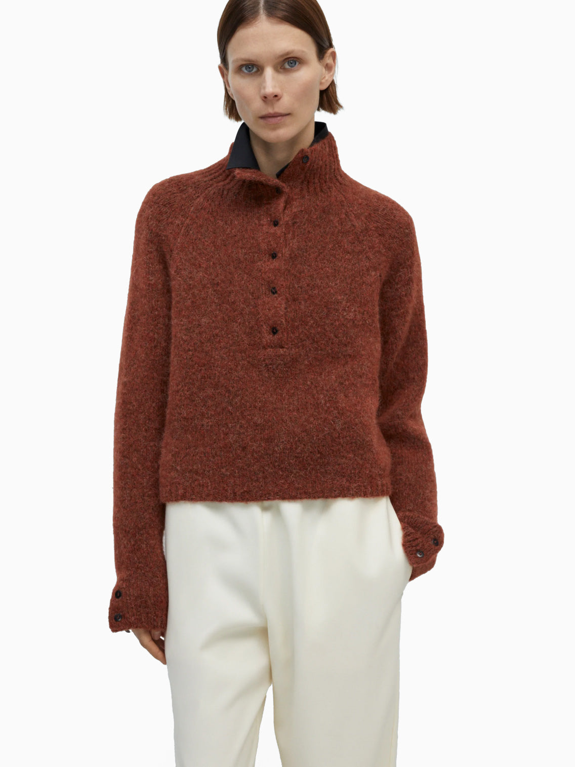 Baby Alpaca Polo Sweater Terracotta