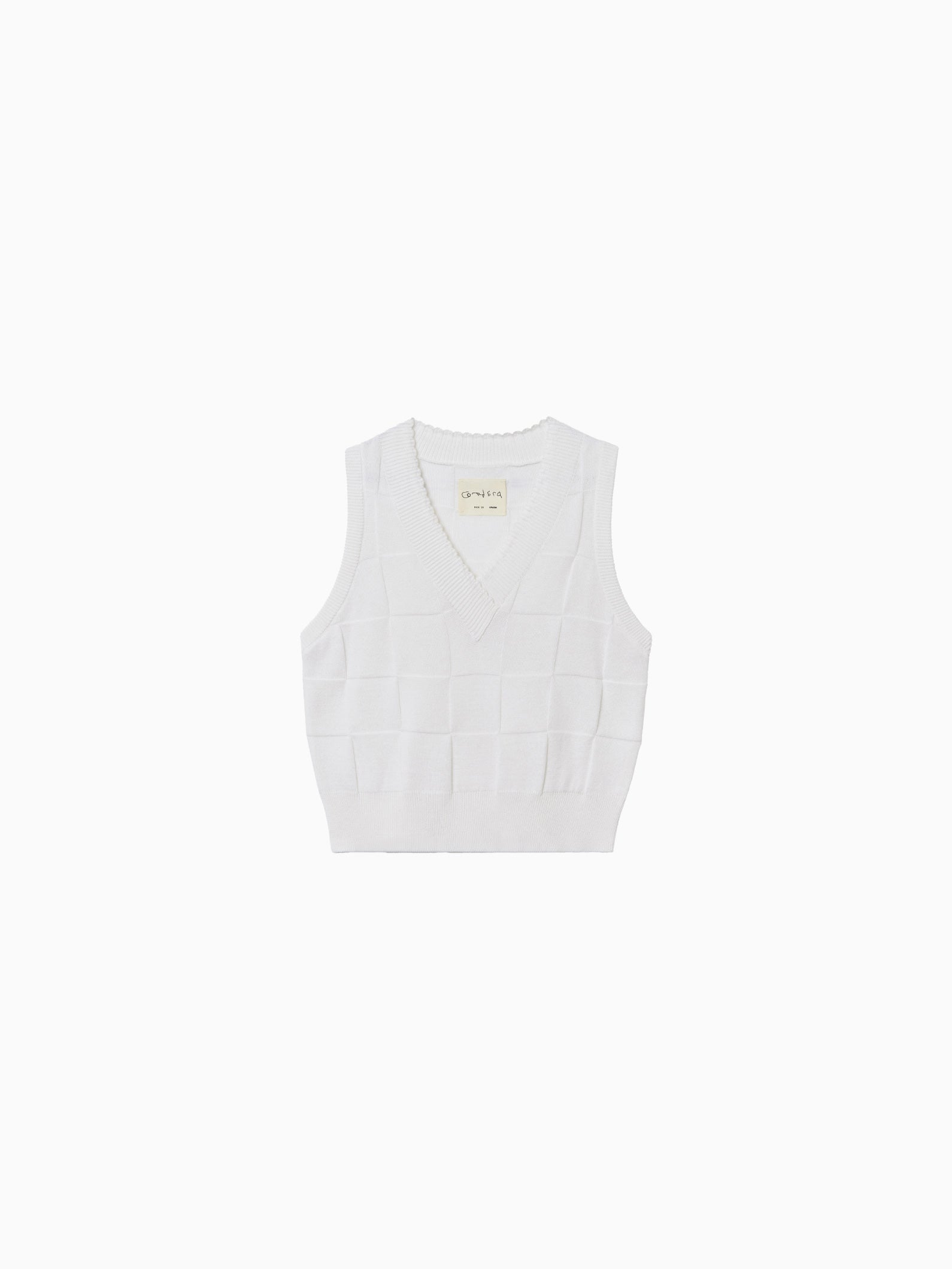 Checkered Cotton & Cashmere Waistcoat White