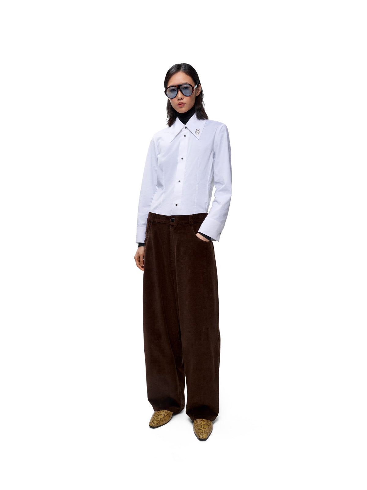 Corduroy Baggy Pants Brown