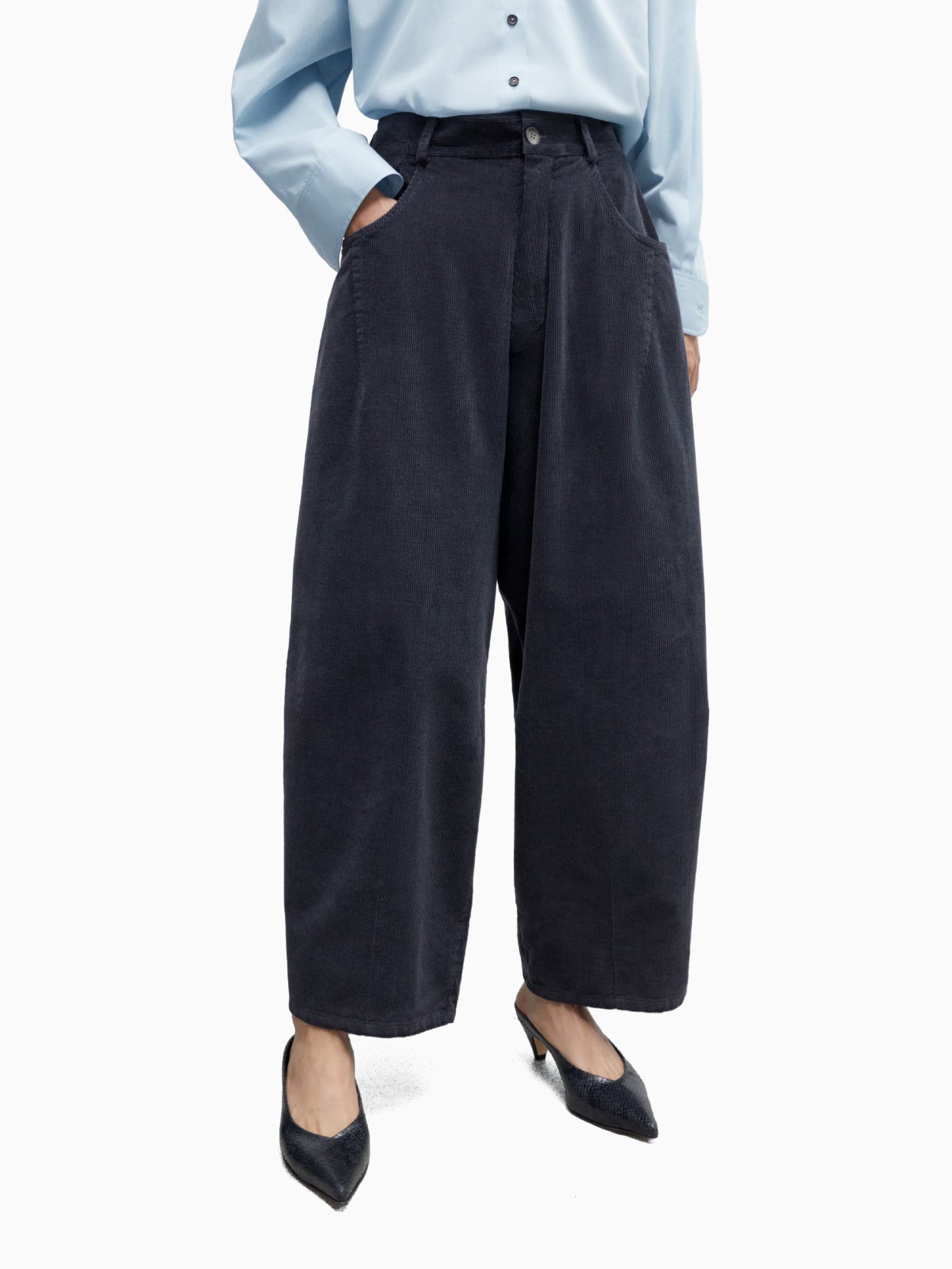Corduroy Baggy Pants Dusty Blue