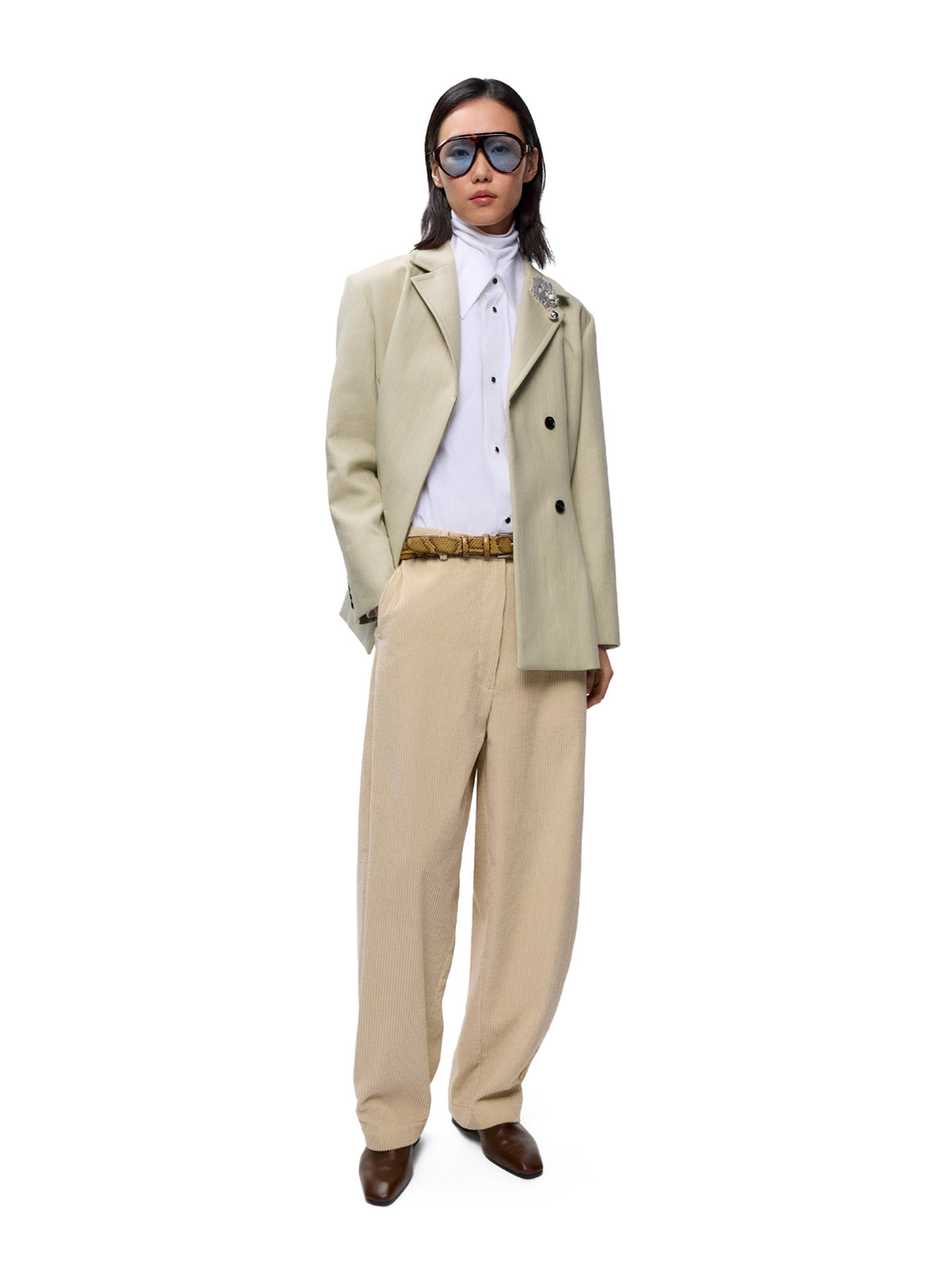 Corduroy Curved Pants Angora