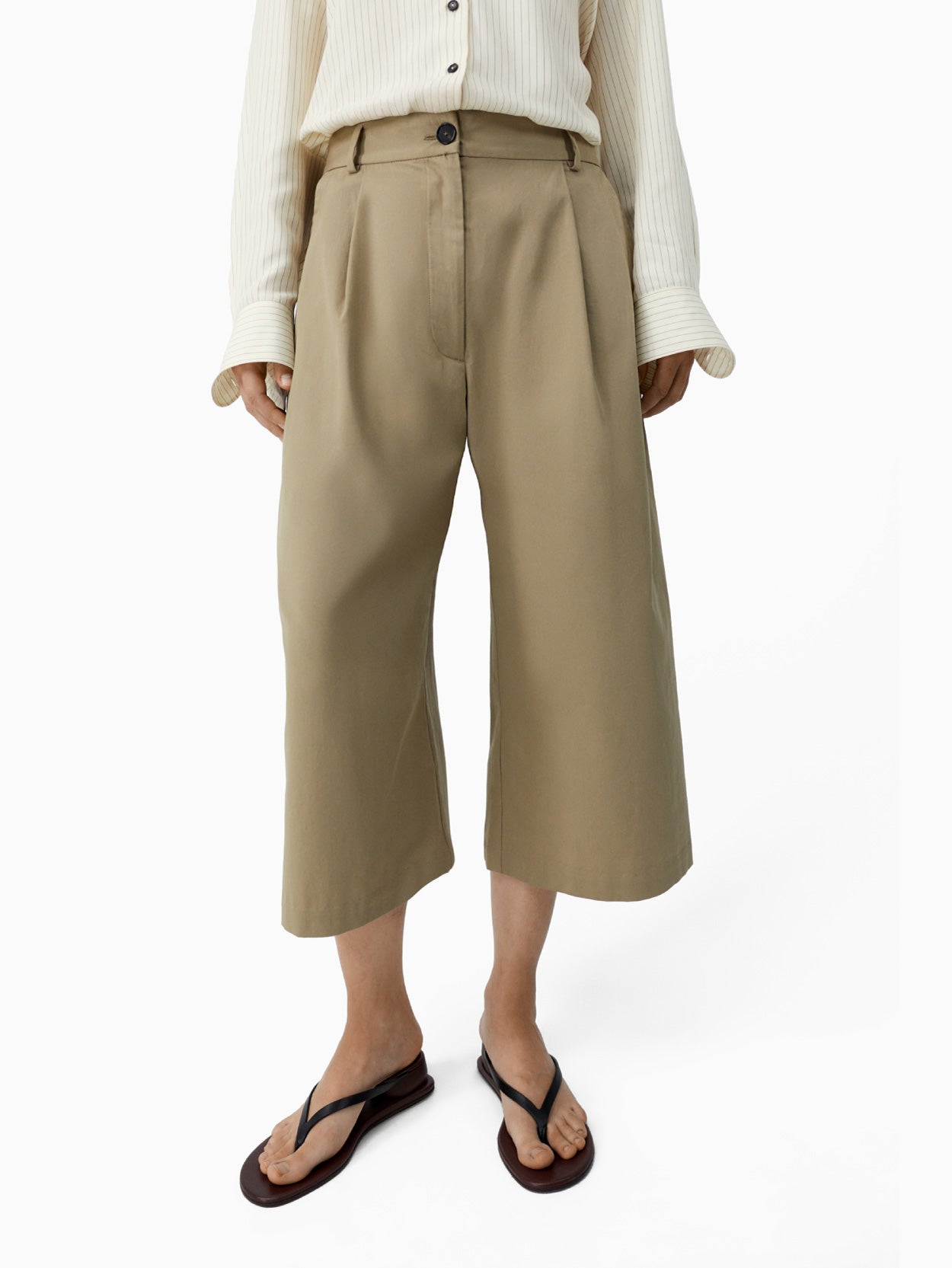 Cotton Capri Pants Camel