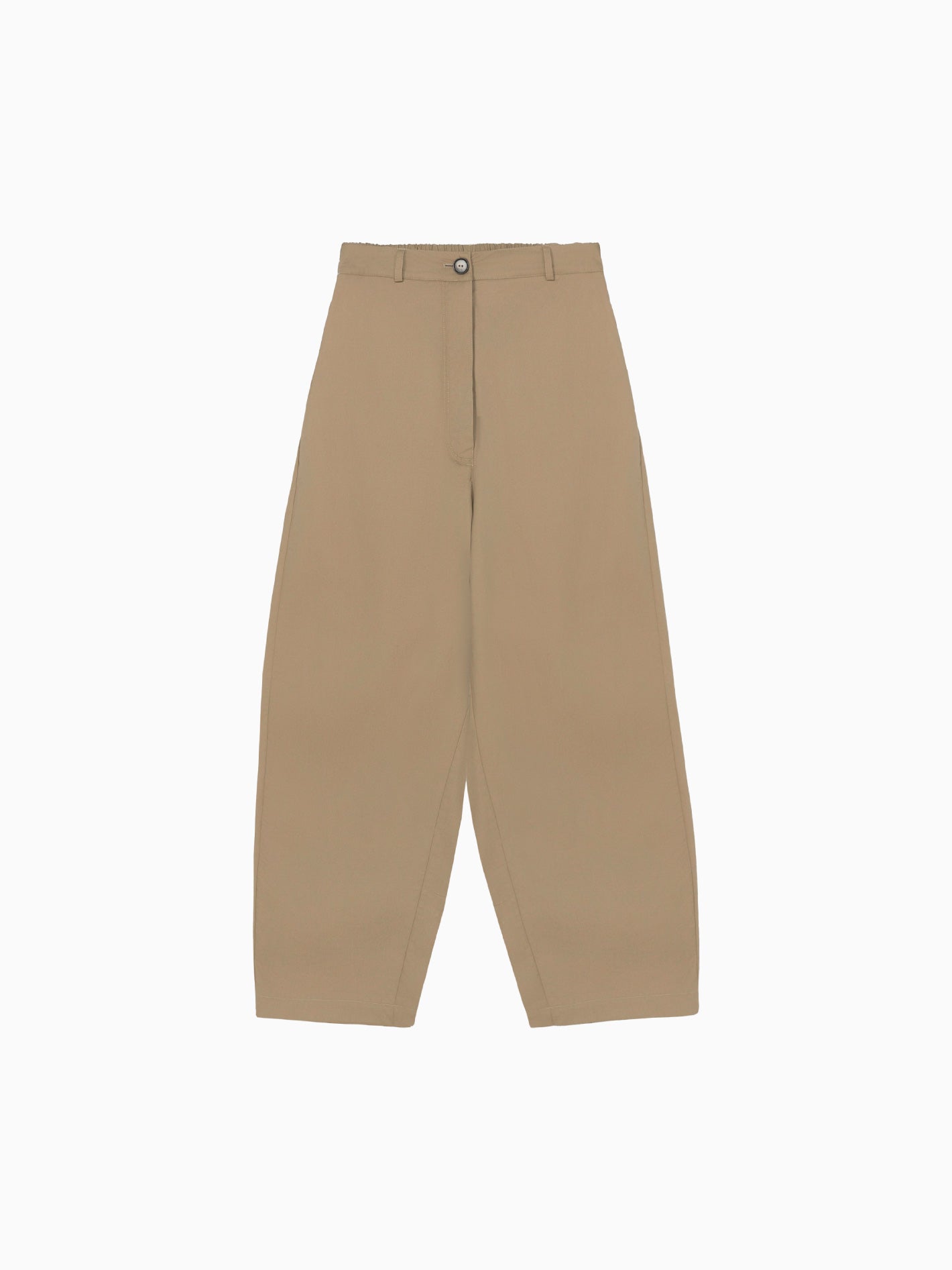 Cotton Curved Pants Camel