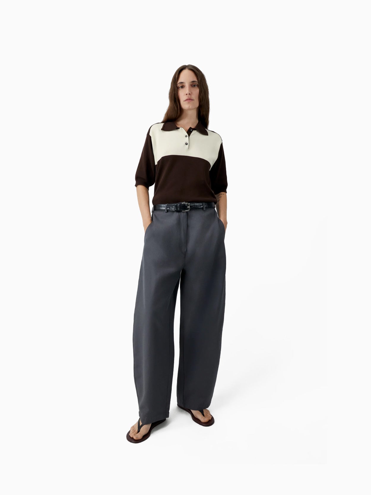 Cotton & Linen Curved Pants Graphite