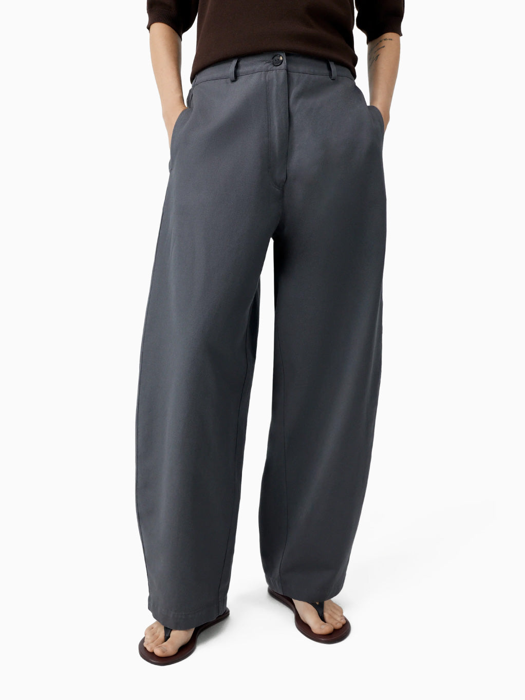 Cotton & Linen Curved Pants Graphite