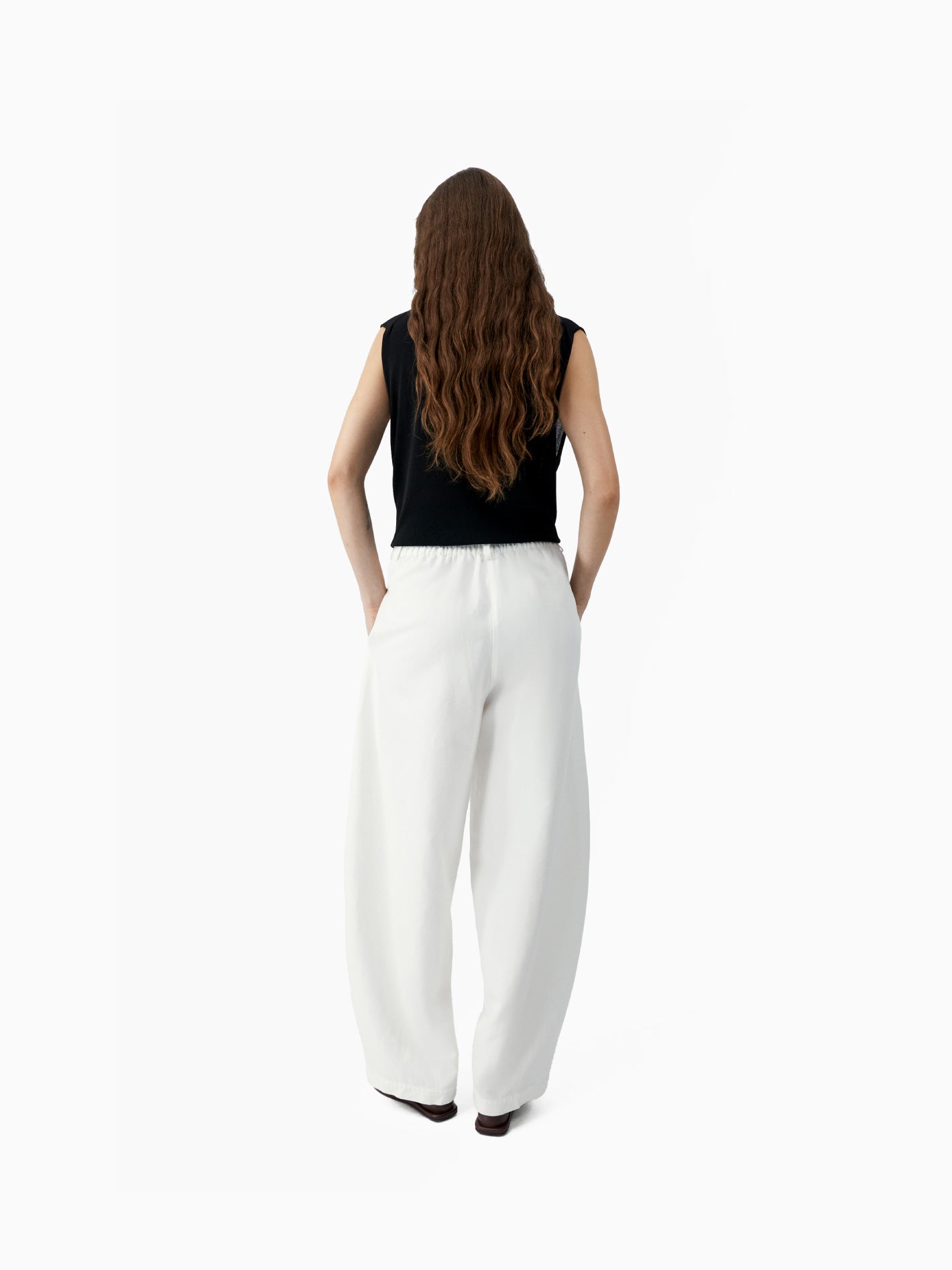 Cotton & Linen Curved Pants White