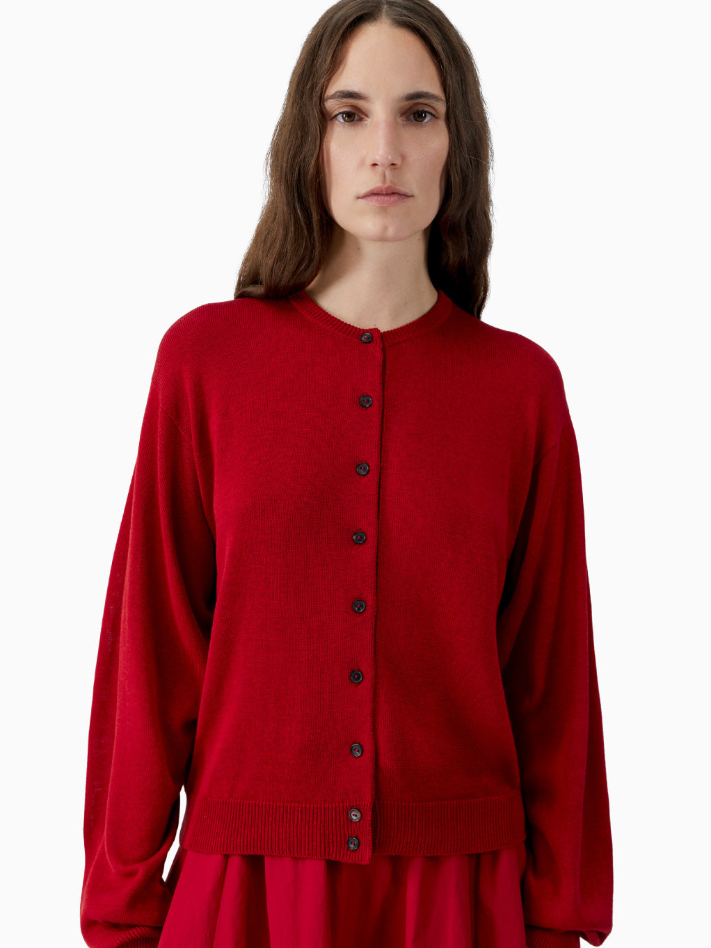 Cotton & Silk Cardigan Red