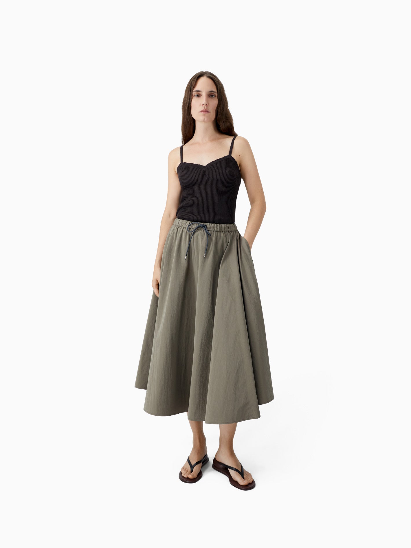 Cotton & Silk Ribbed Tank Top Brown