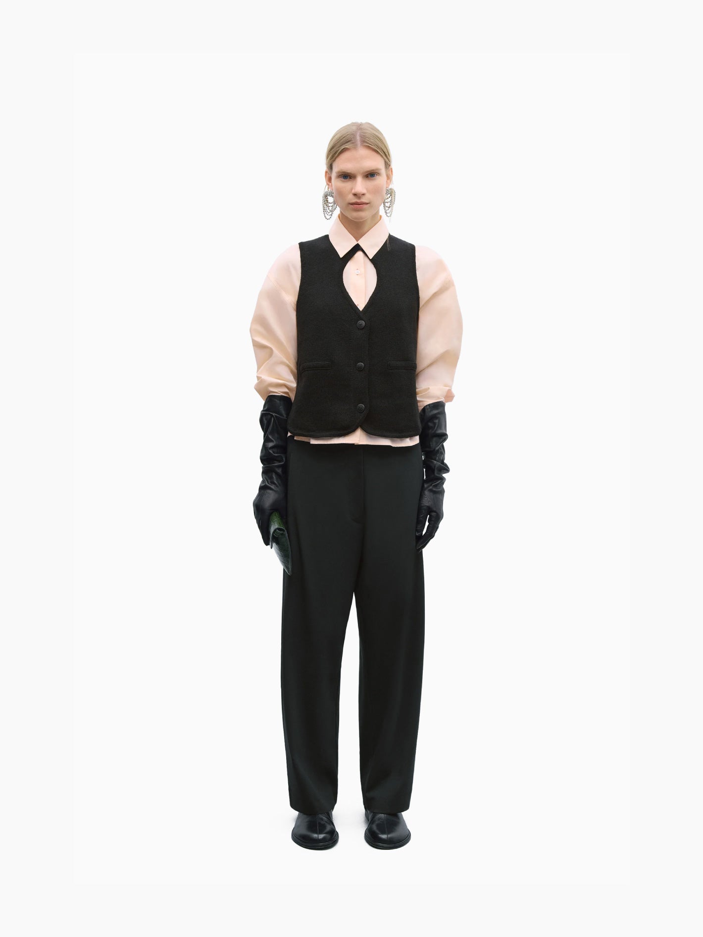 Cut-Out Boat Neck Waistcoat Black
