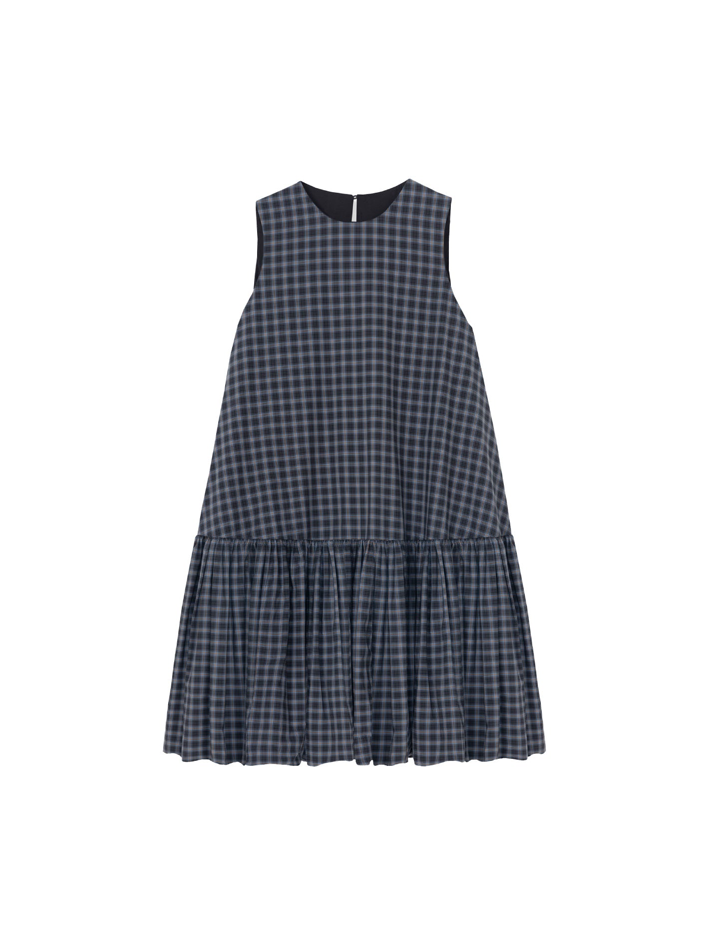 Checked Balloon Dress Navy Orange