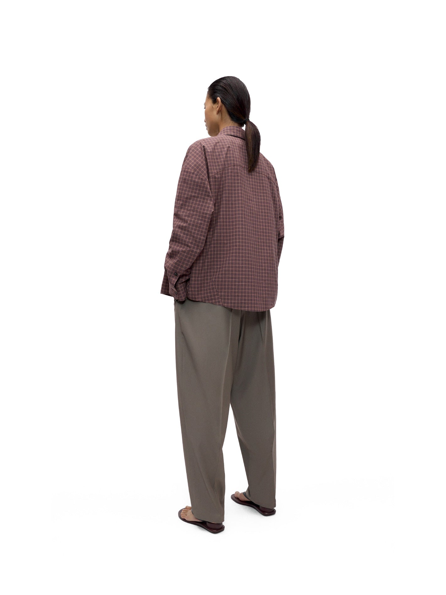 Checked Oversized Shirt Brown Navy