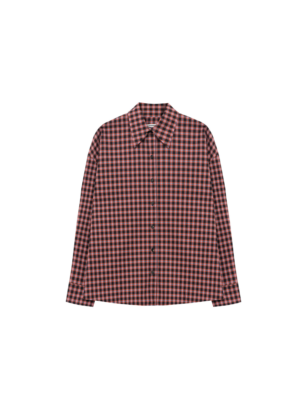Checked Oversized Shirt Orange/Black