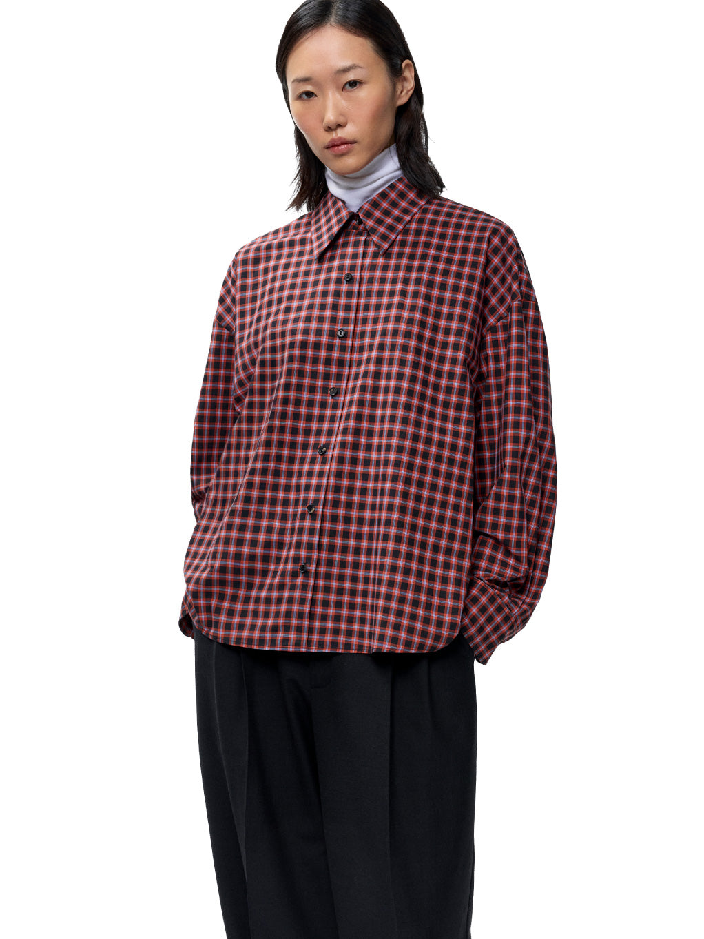 Checked Oversized Shirt Orange/Black