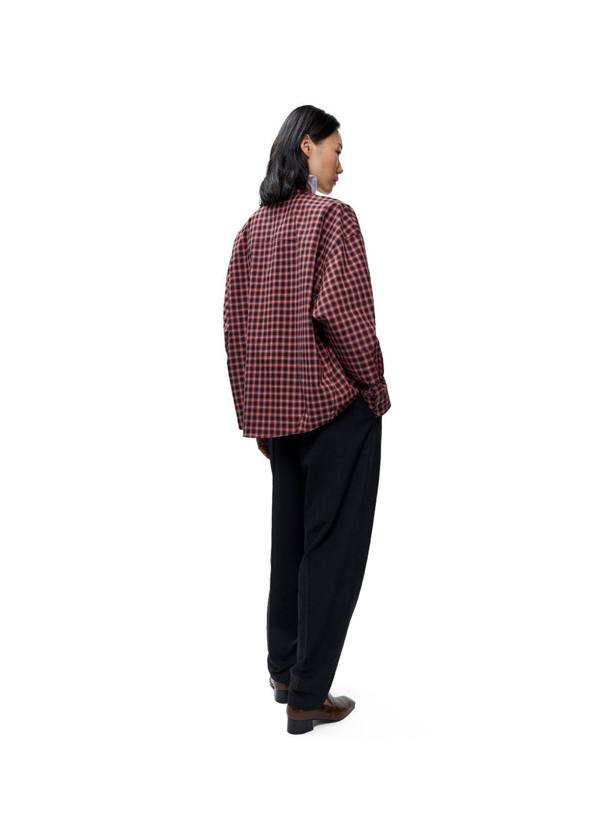 Checked Oversized Shirt Orange/Black