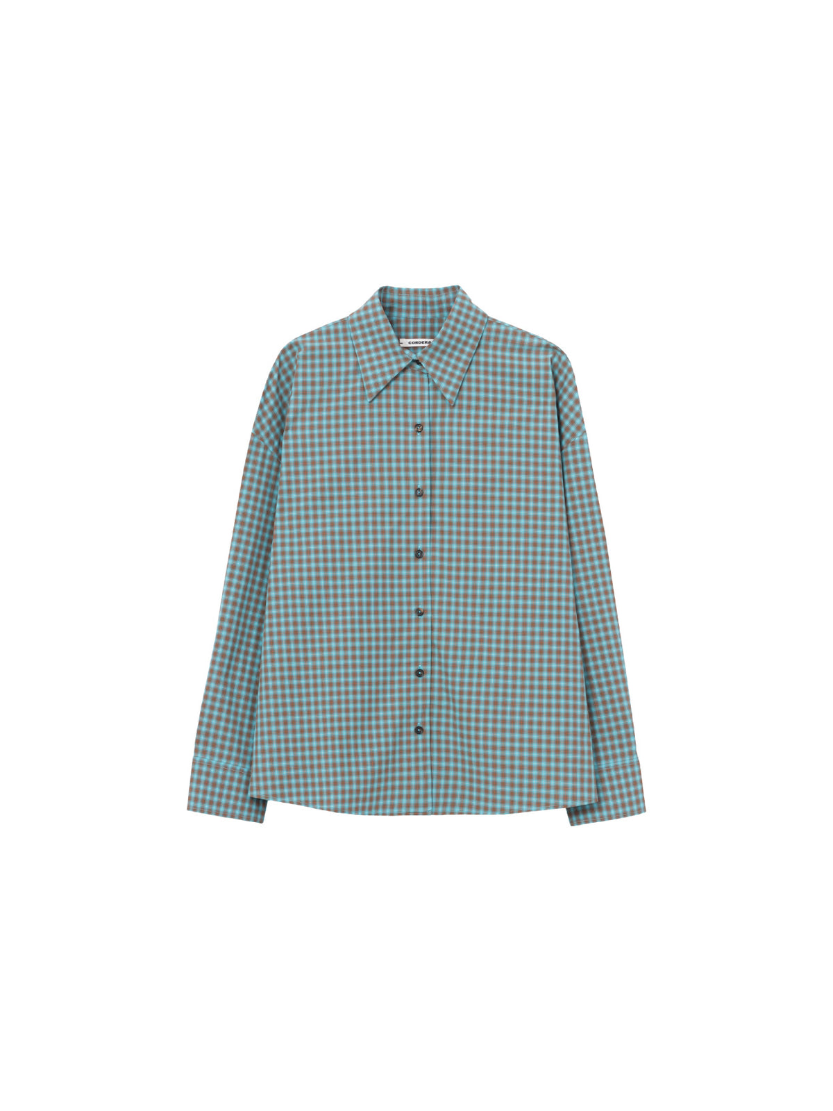 Checked Oversized Shirt Turquoise/Orange