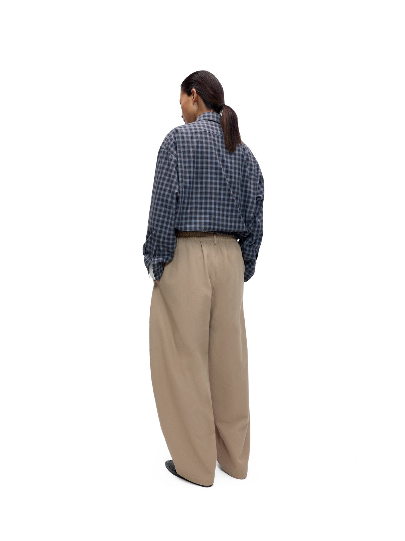 Cotton Curved Pants Camel