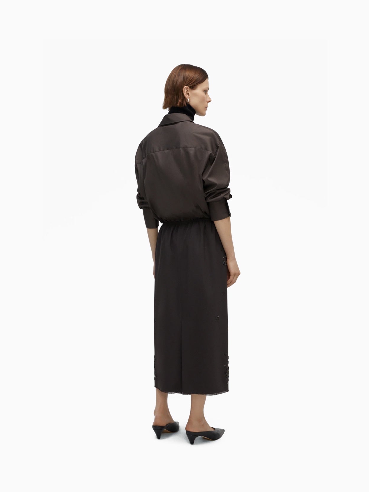 Embellished Tailoring Skirt Dark Brown
