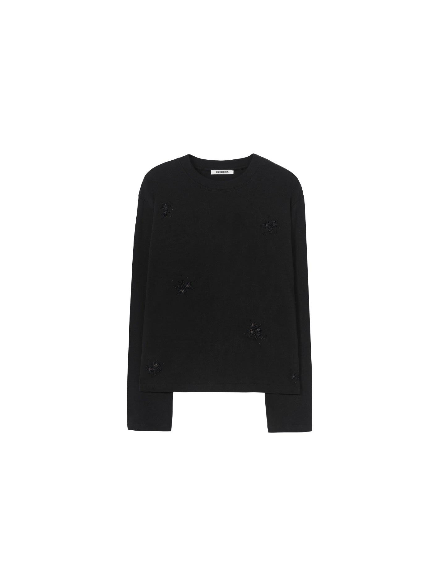 Embellished Long-Sleeve Tee Black