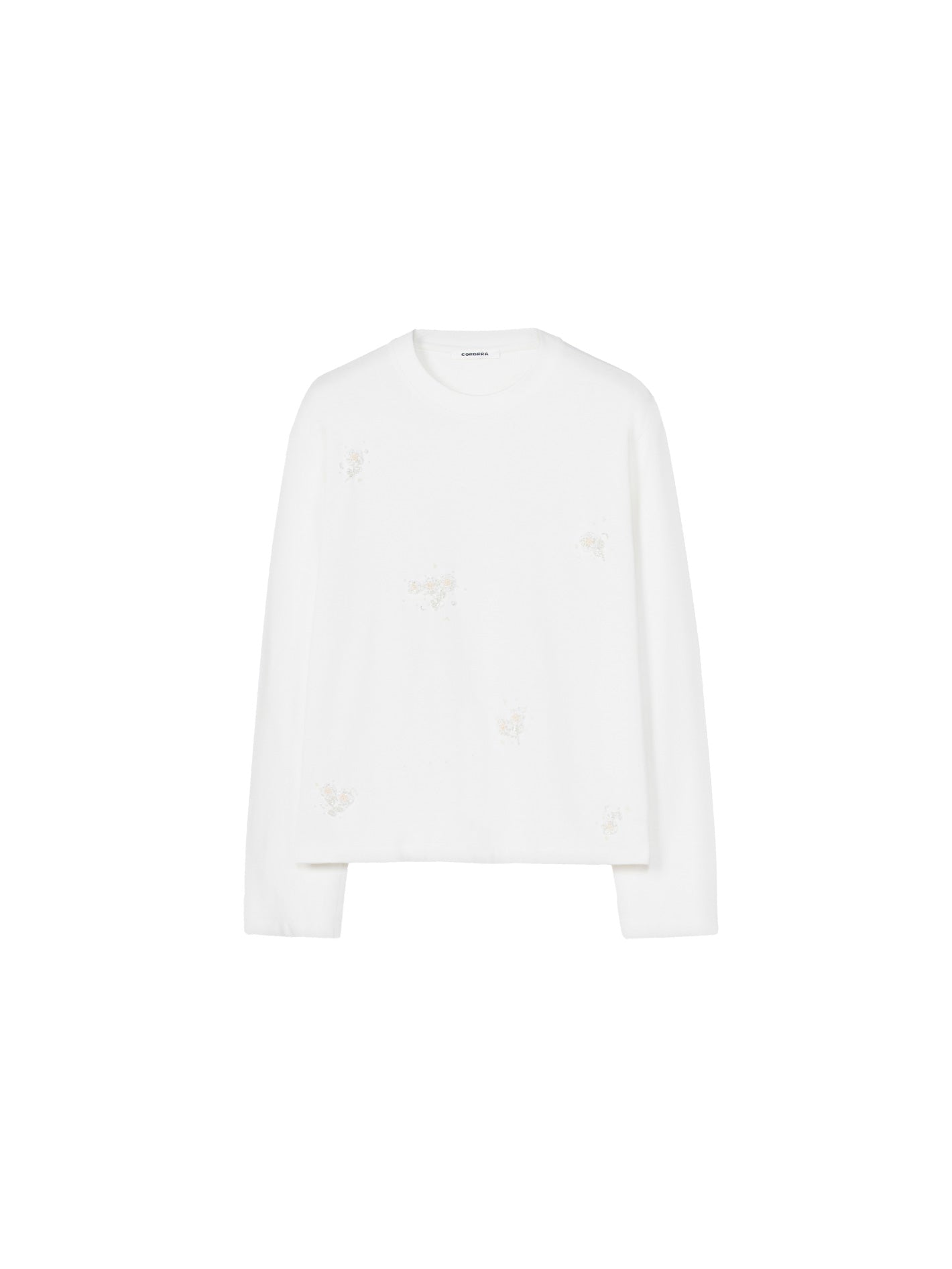 Embellished Long-Sleeve Tee White