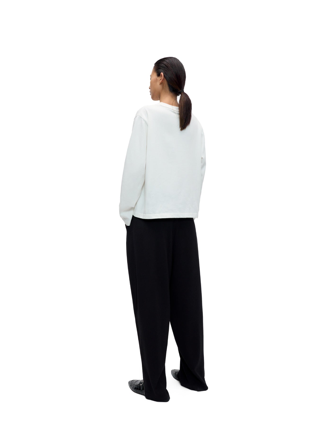 Embellished Long-Sleeve Tee White