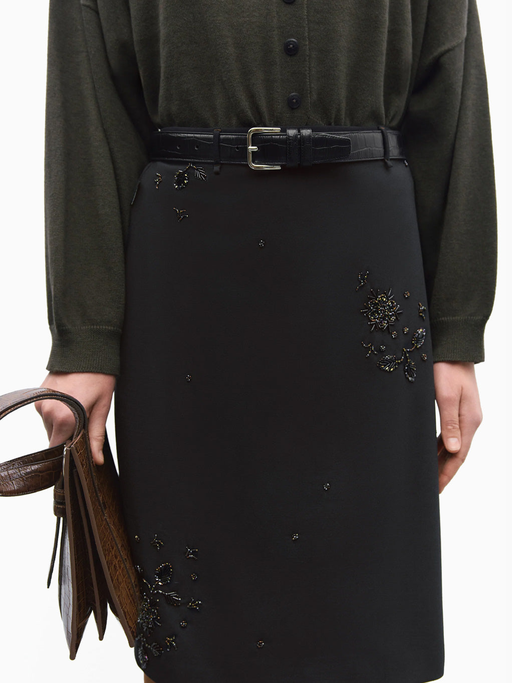 Embellished Tailoring Skirt Black