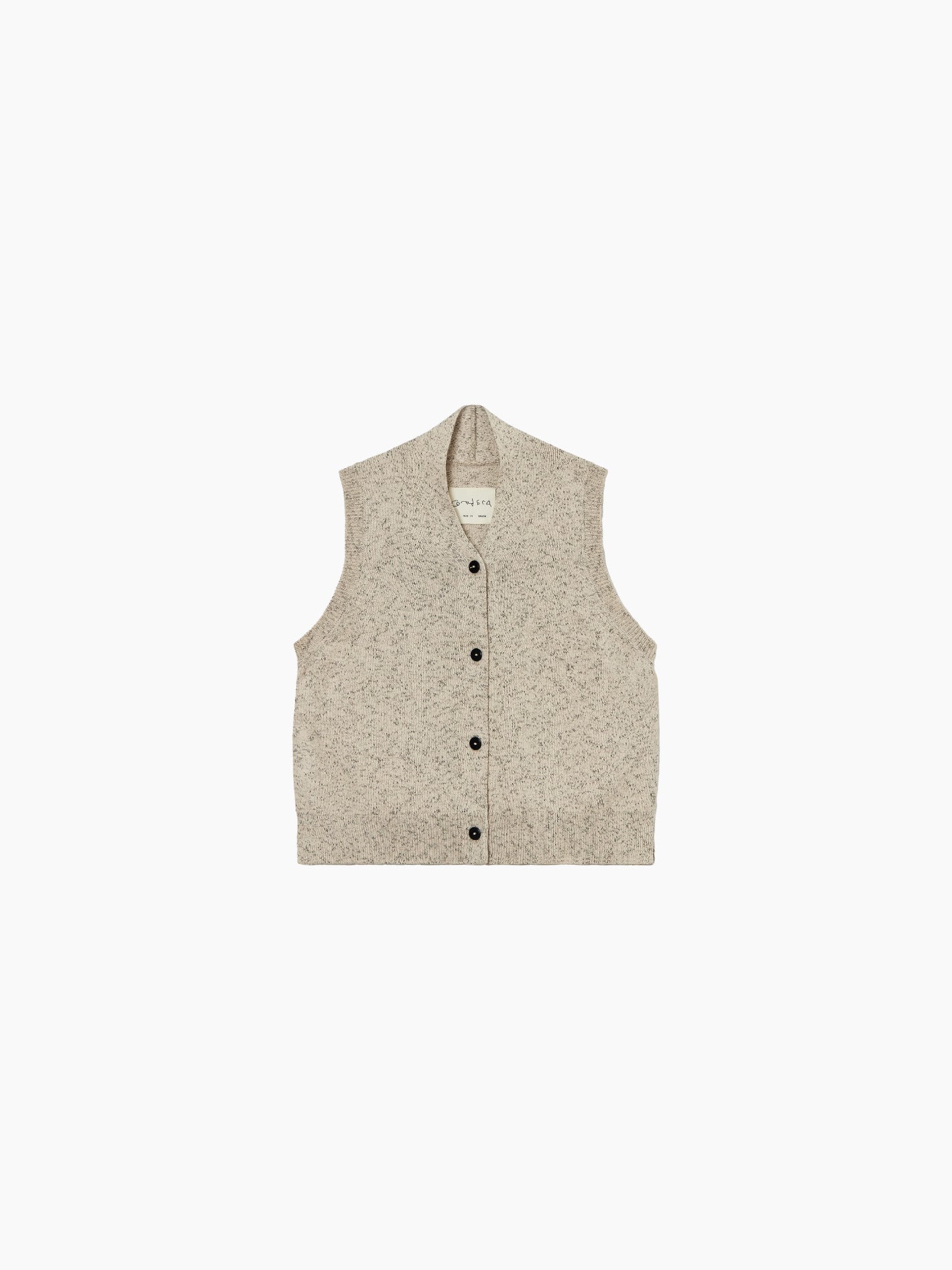Flecked Cotton Vest Natural